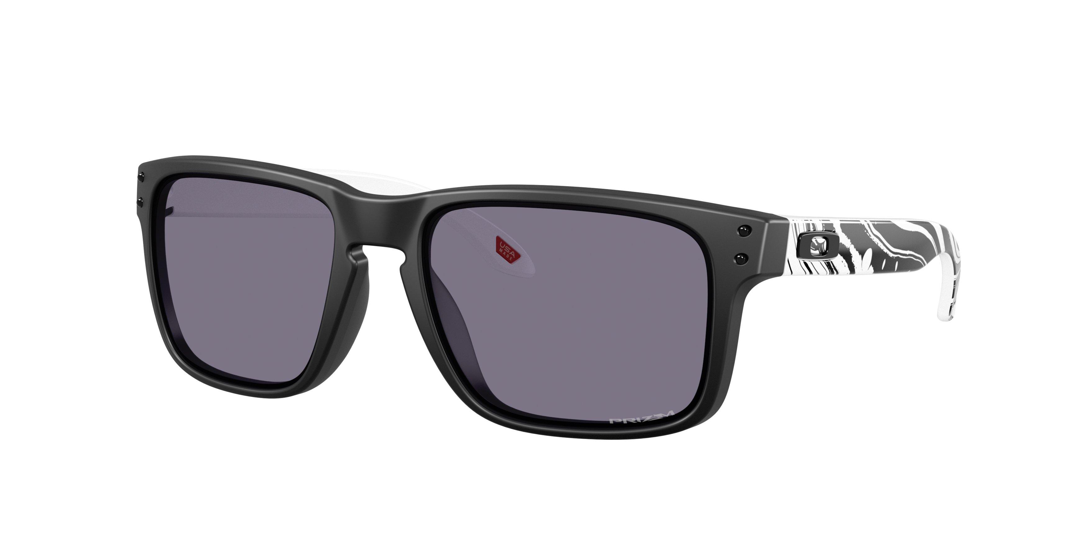 Oakley Holbrook Prizm Grey Sunglasses - Matte Black/White - BLACK/GREY Thumbnail View 1
