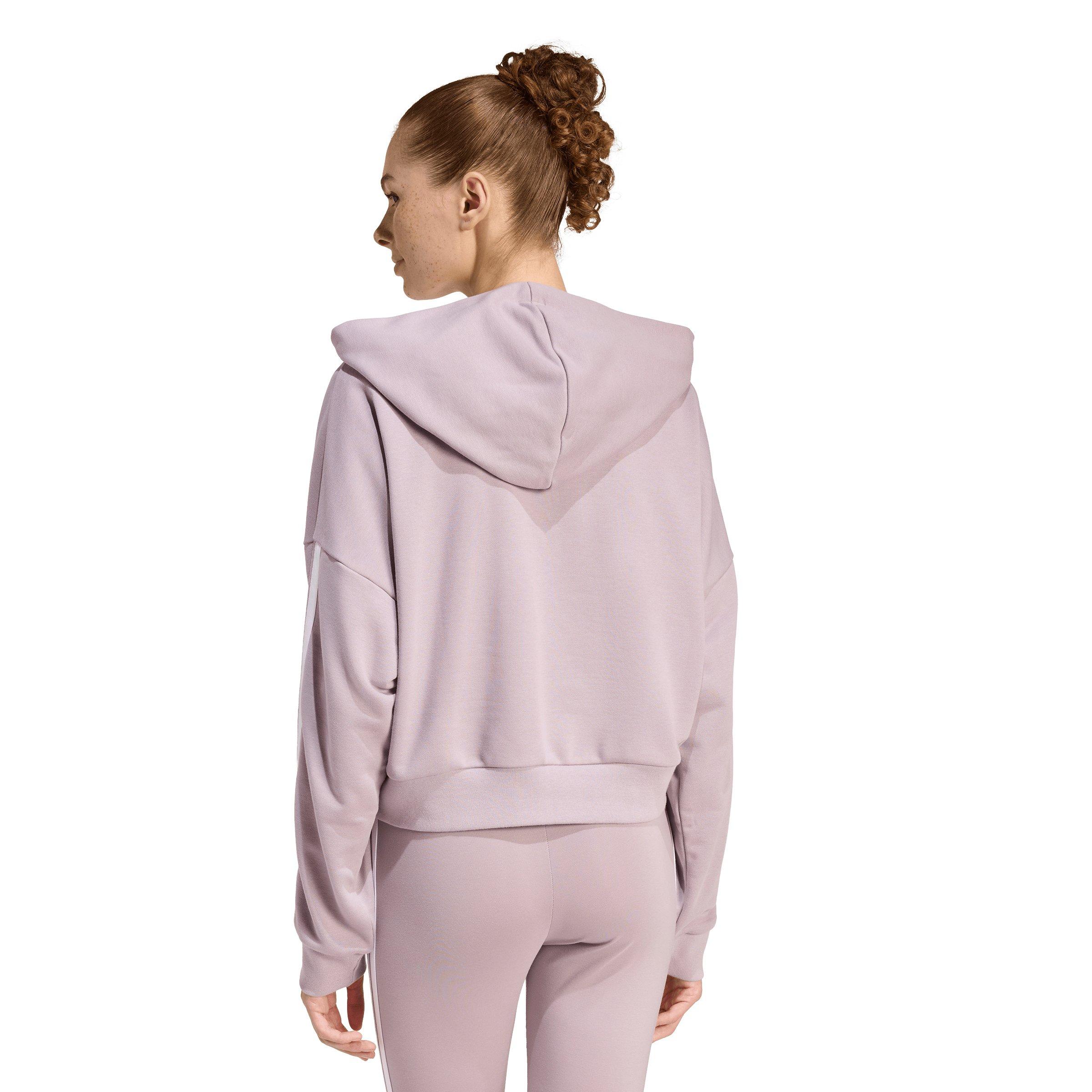 adidas Women's Essentials 3-Stripes French Terry Quarter-Zip Hoodie - Lilac - LILAC Thumbnail View 2