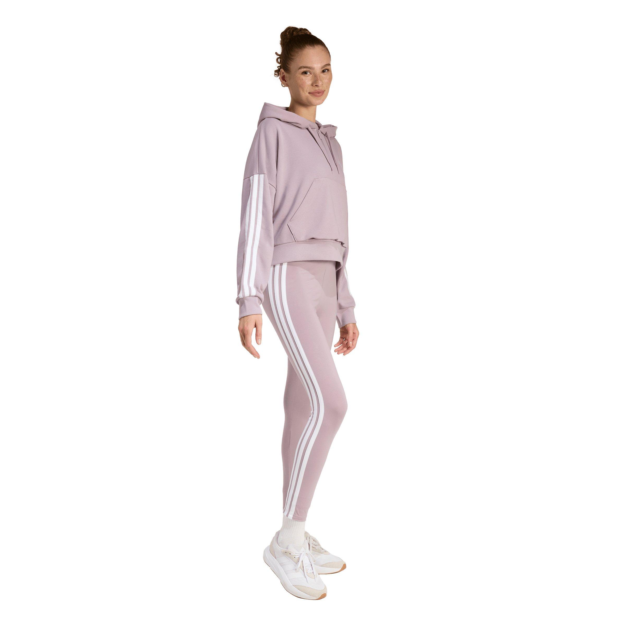 adidas Women's Essentials 3-Stripes French Terry Quarter-Zip Hoodie - Lilac - LILAC Thumbnail View 5