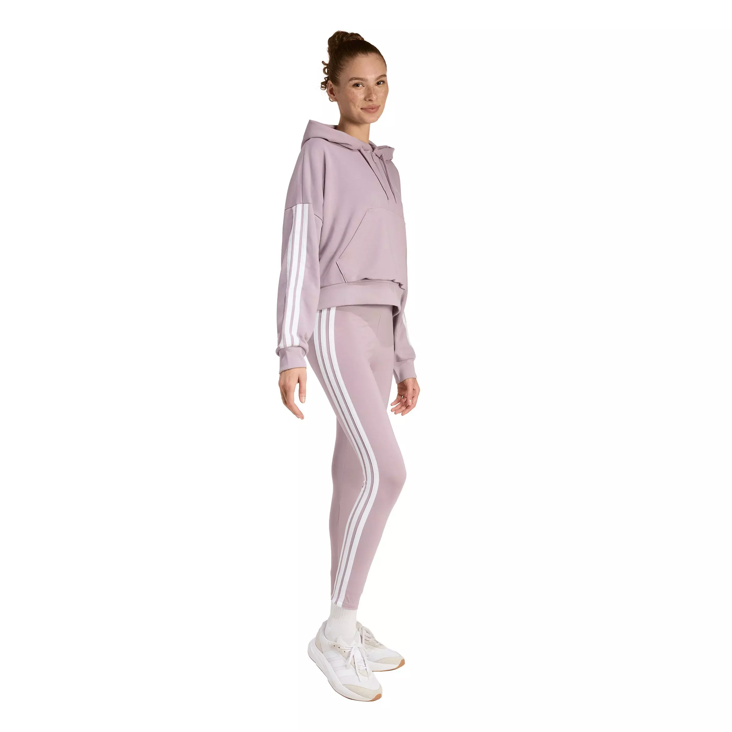 adidas Women's Essentials 3-Stripes French Terry Quarter-Zip Hoodie - Lilac - LILAC