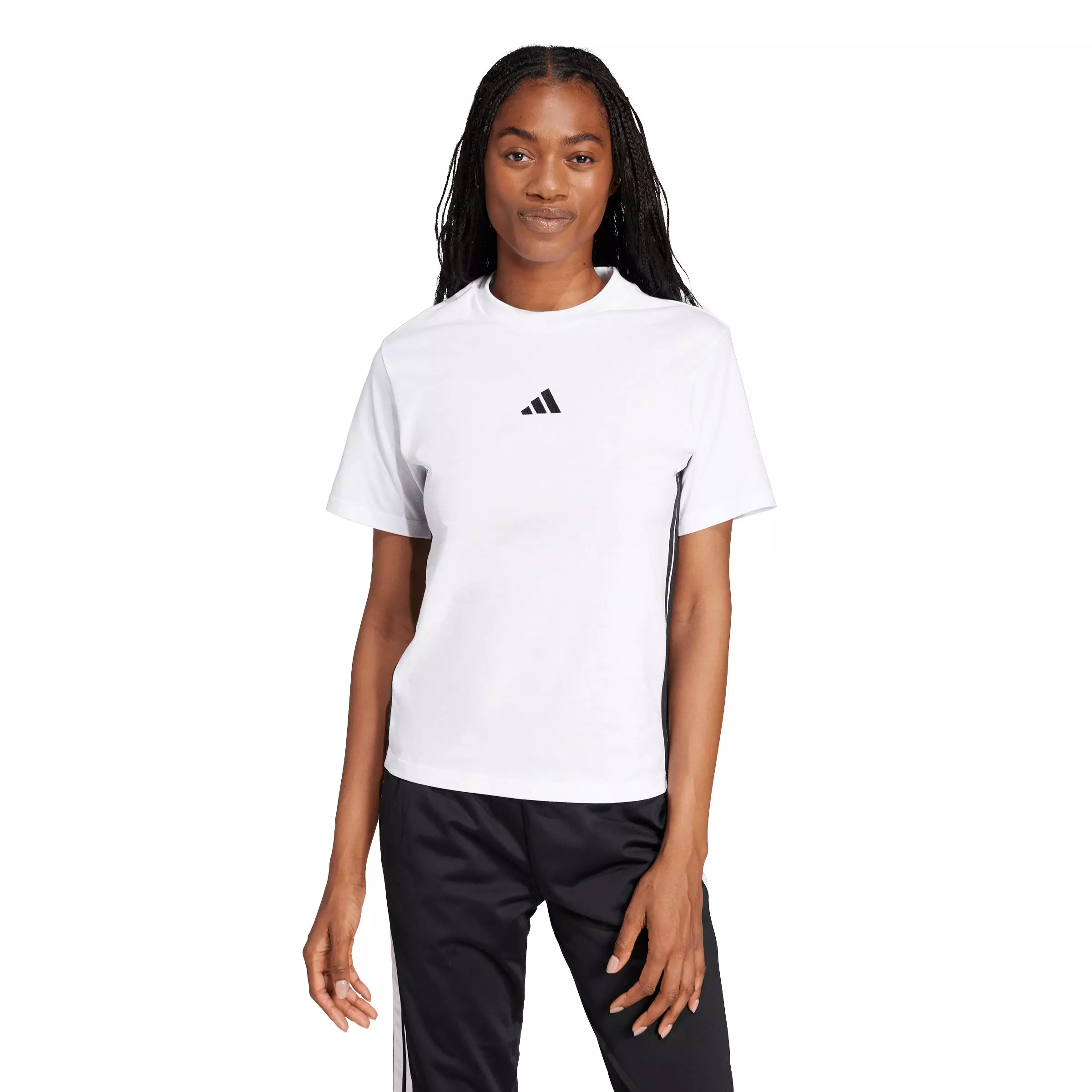 adidas Women's Essentials 3-Stripes Cotton T-Shirt - White - WHITE