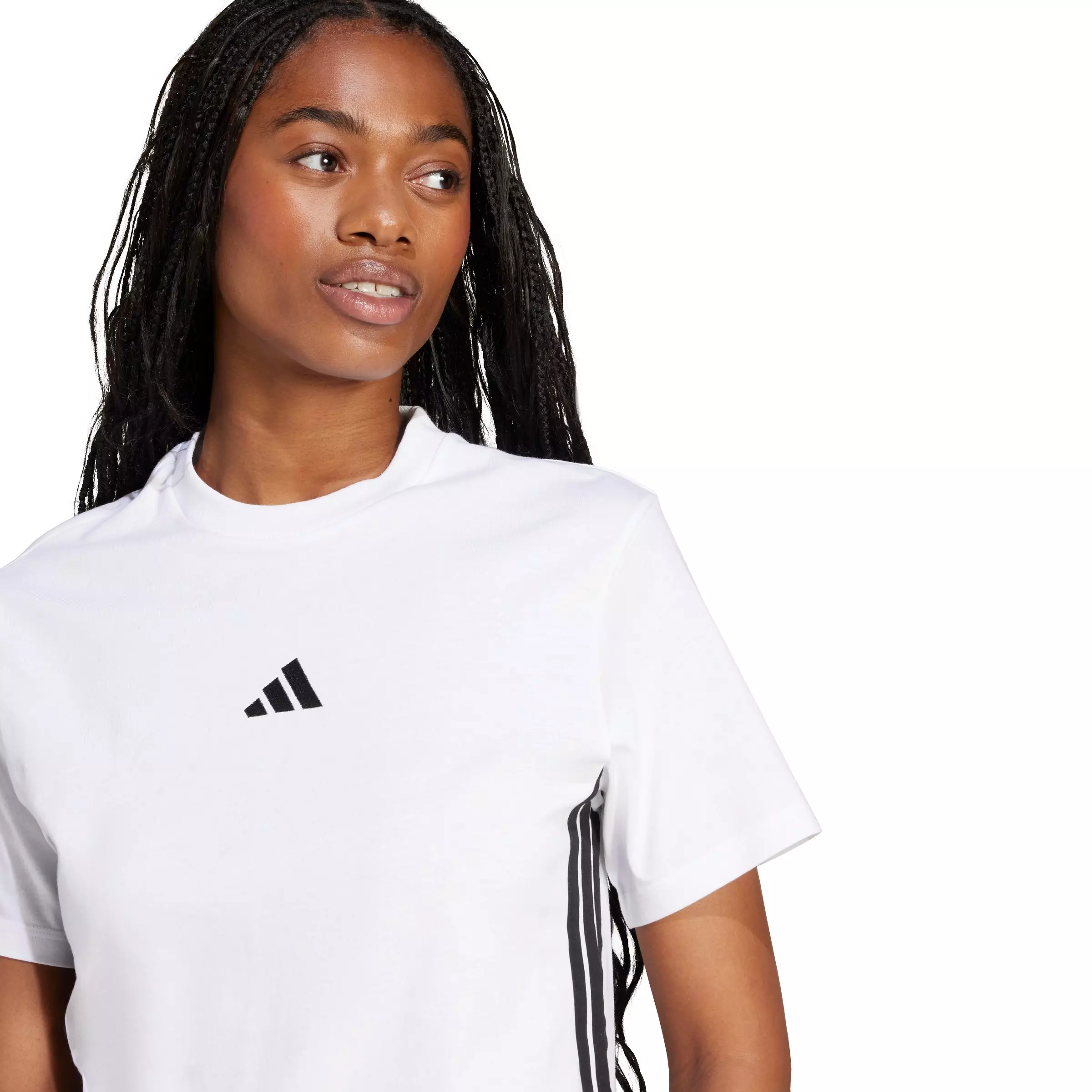 adidas Women's Essentials 3-Stripes Cotton T-Shirt - White - WHITE