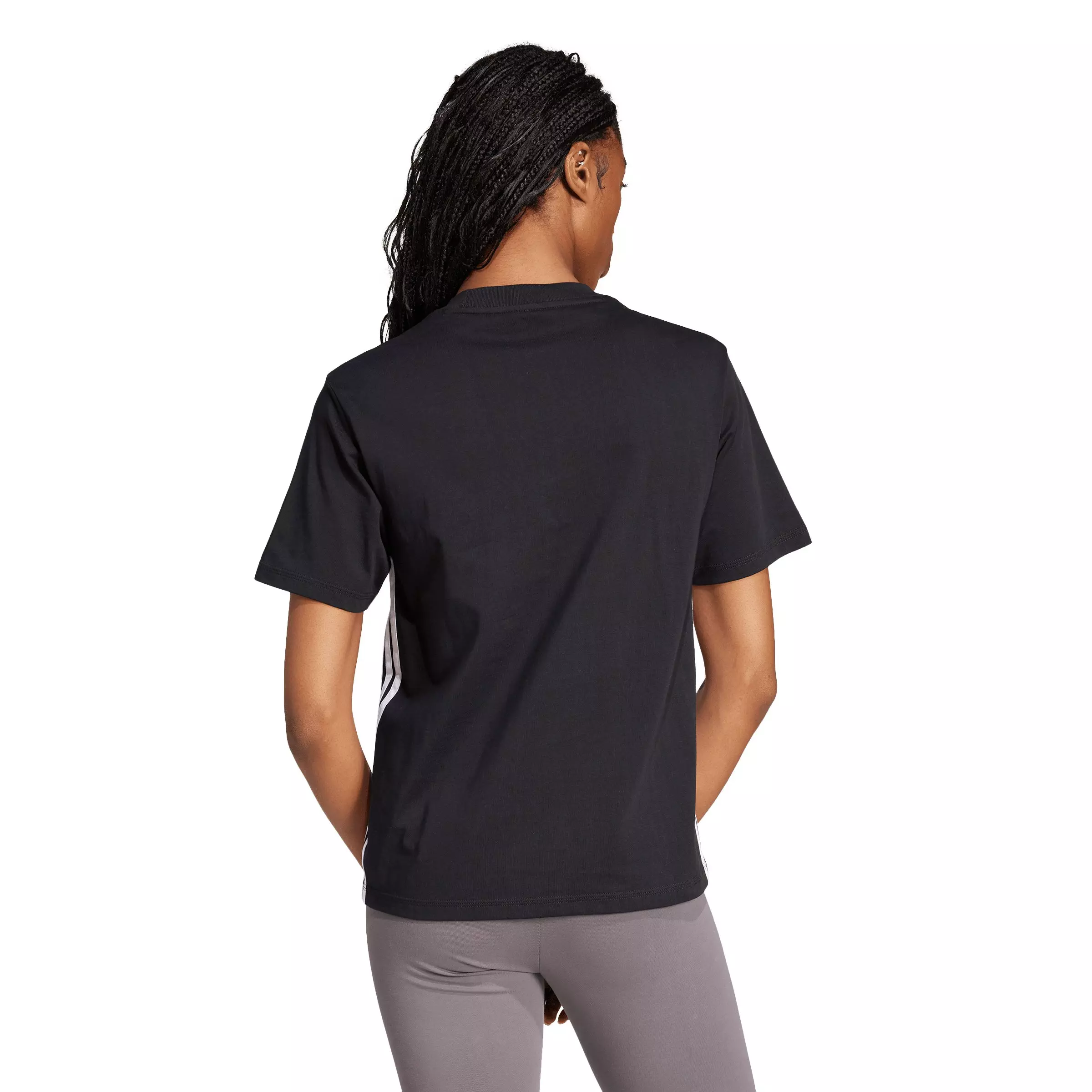 adidas Women's Essentials 3-Stripes Cotton T-Shirt - Black - BLACK