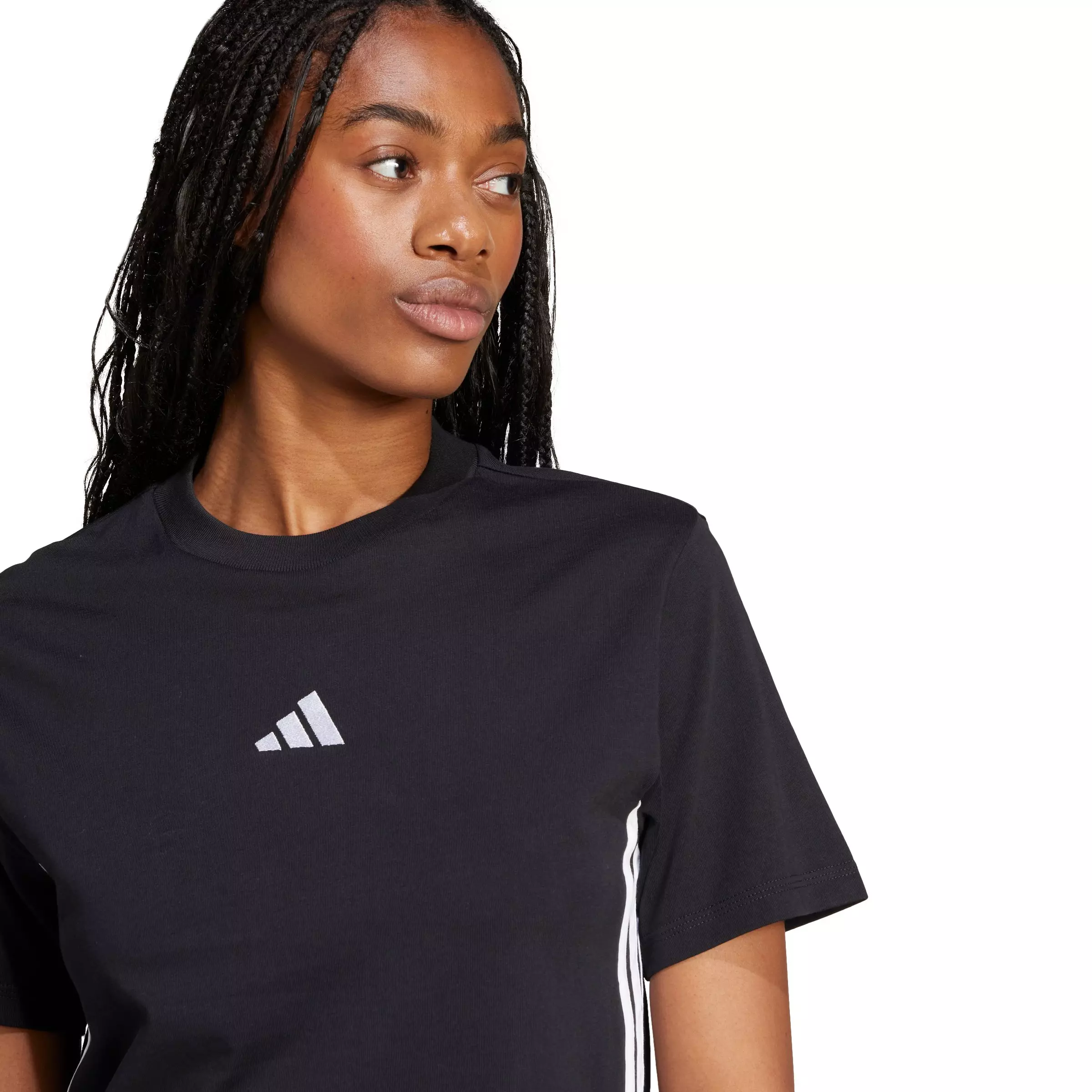 adidas Women's Essentials 3-Stripes Cotton T-Shirt - Black - BLACK