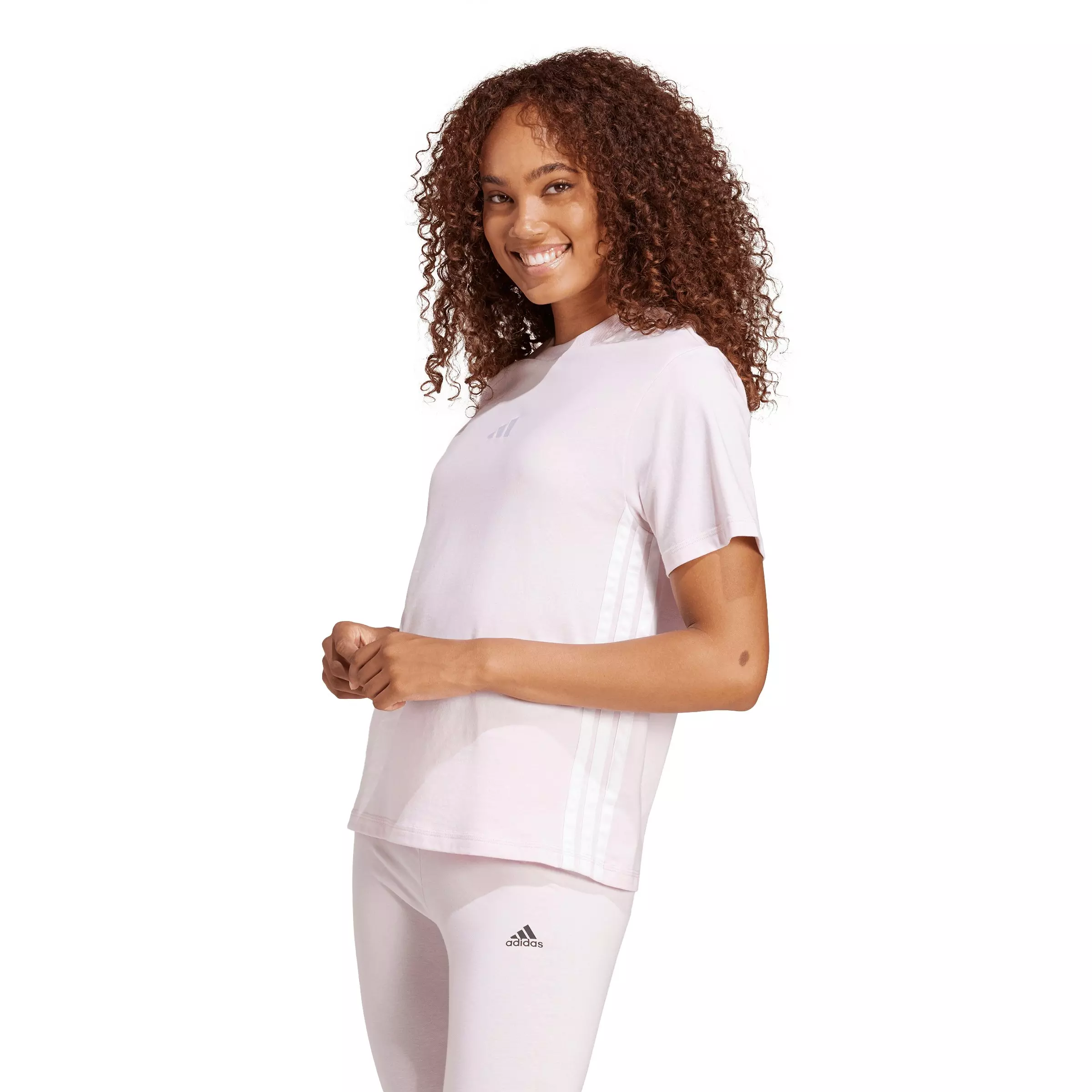 adidas Women's Essentials 3-Stripes Cotton T-Shirt - Light Pink - LIGHT PINK