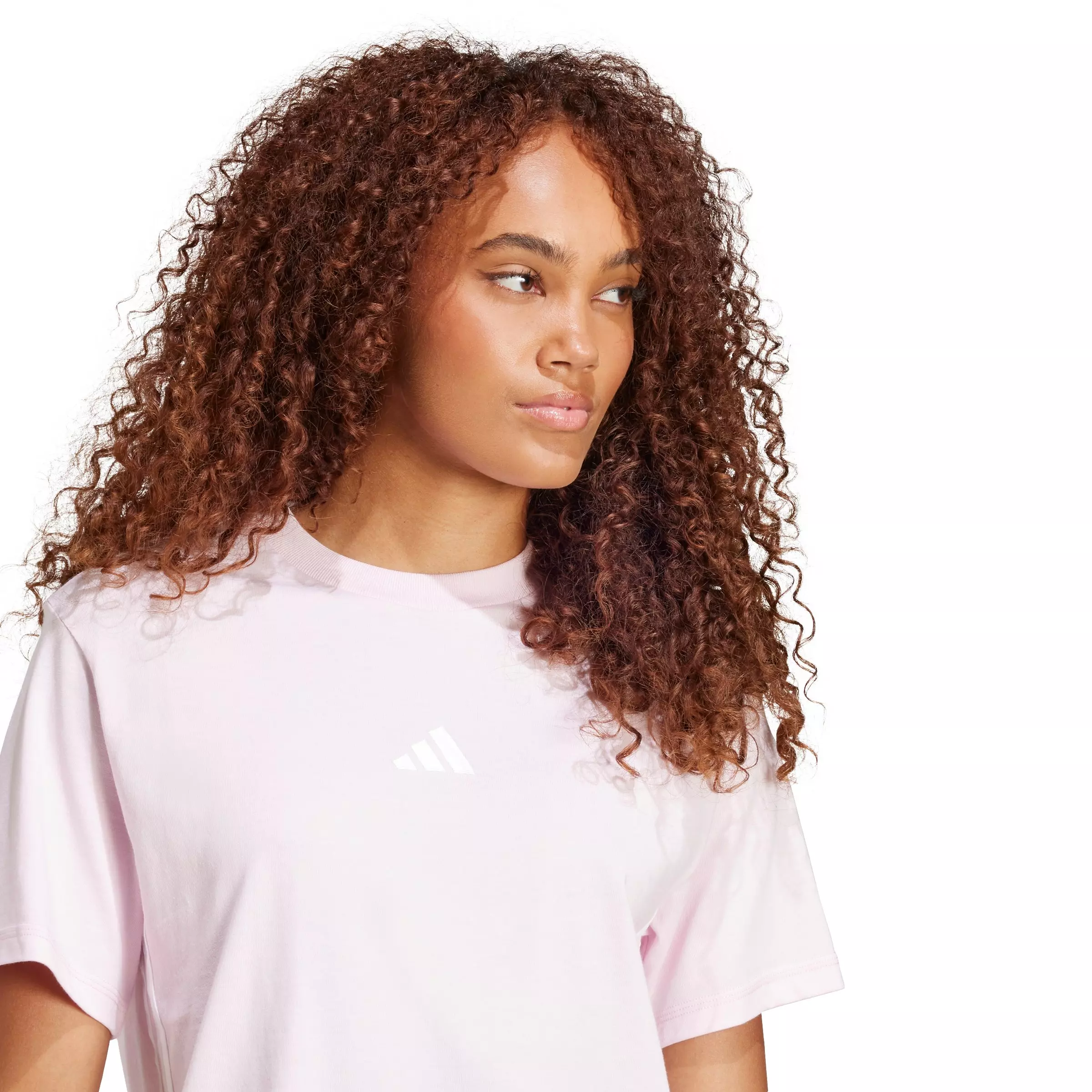 adidas Women's Essentials 3-Stripes Cotton T-Shirt - Light Pink - LIGHT PINK
