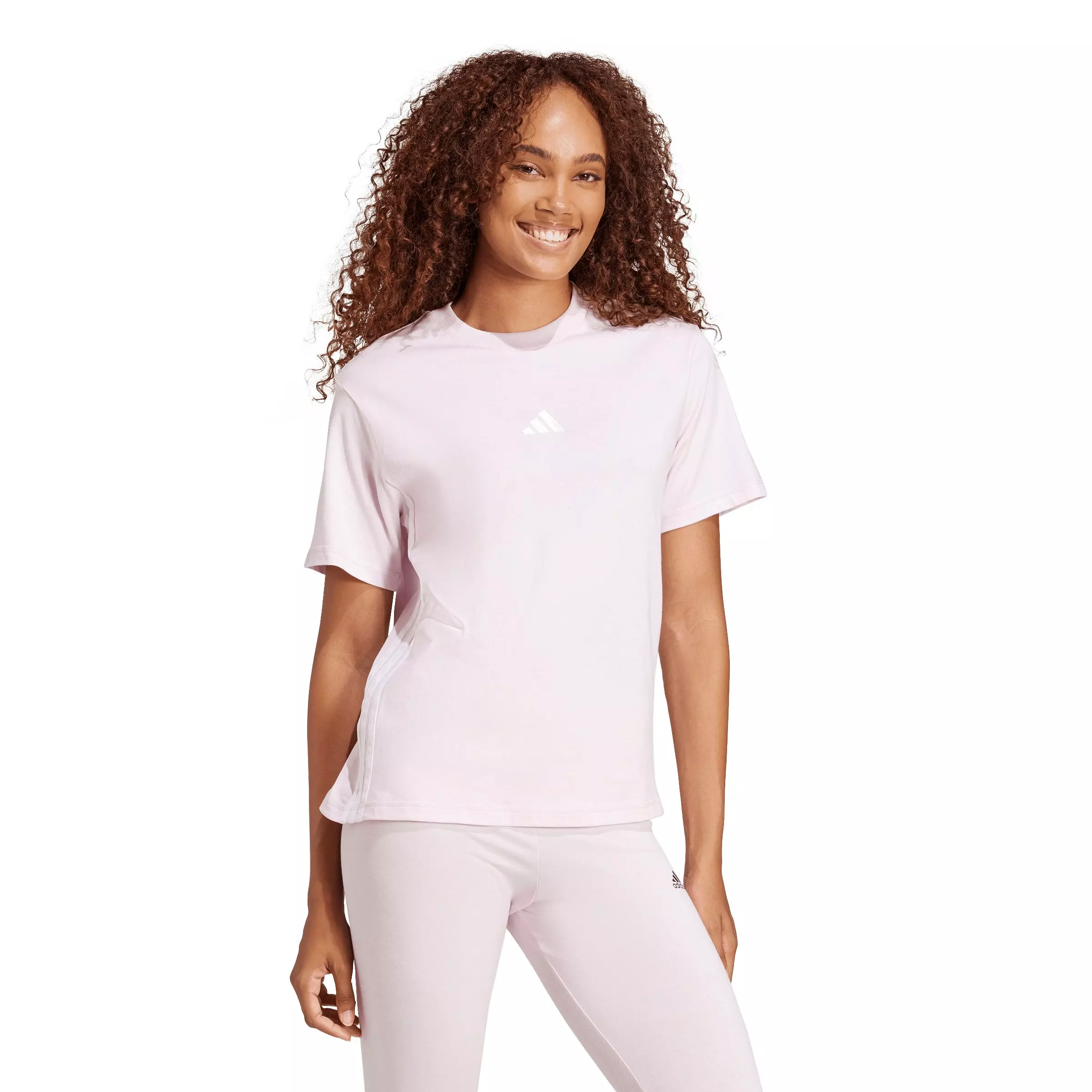 adidas Women's Essentials 3-Stripes Cotton T-Shirt - Light Pink - LIGHT PINK