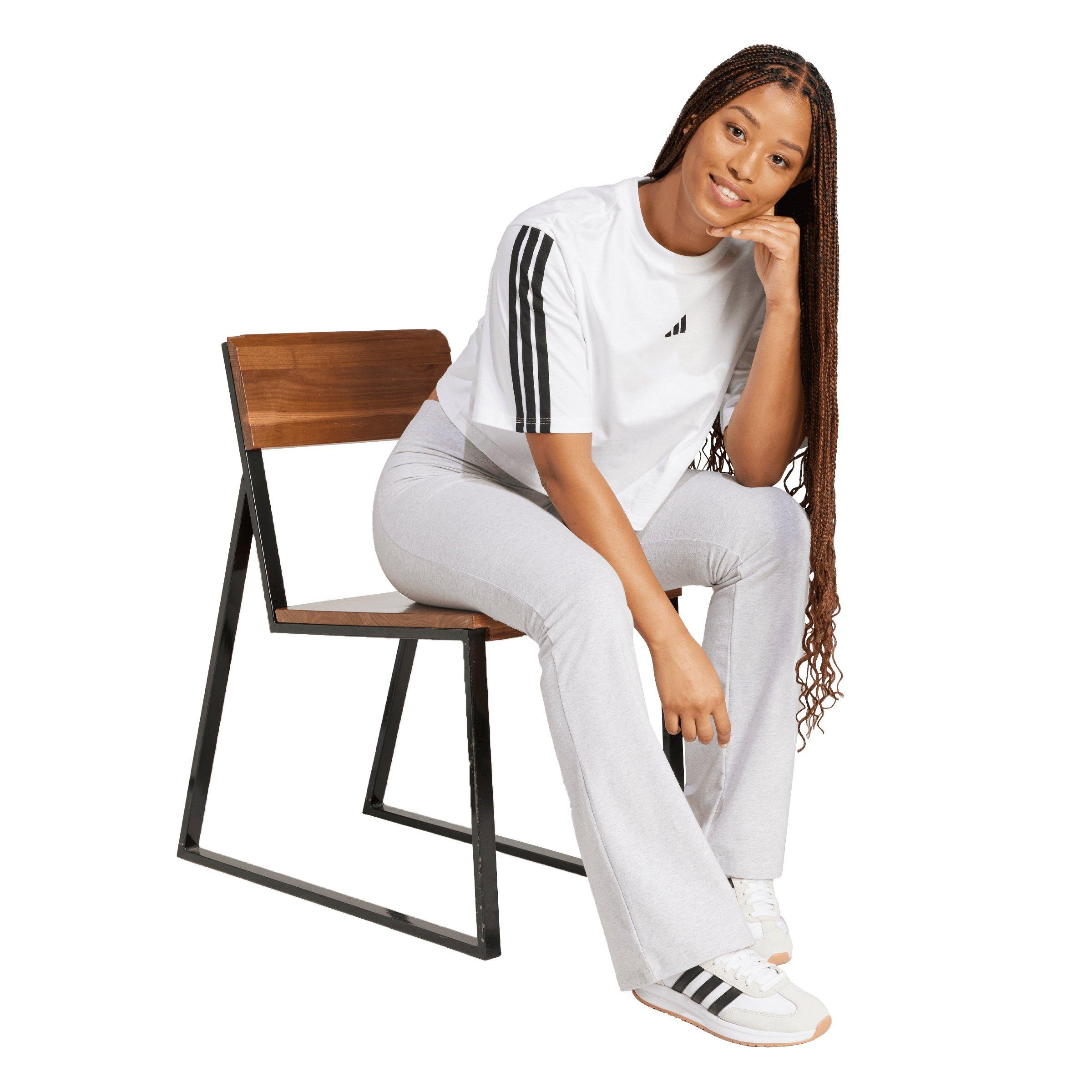 adidas Women's Essentials 3-Stripes Cotton Cropped Loose T-Shirt - White - WHITE Thumbnail View 5