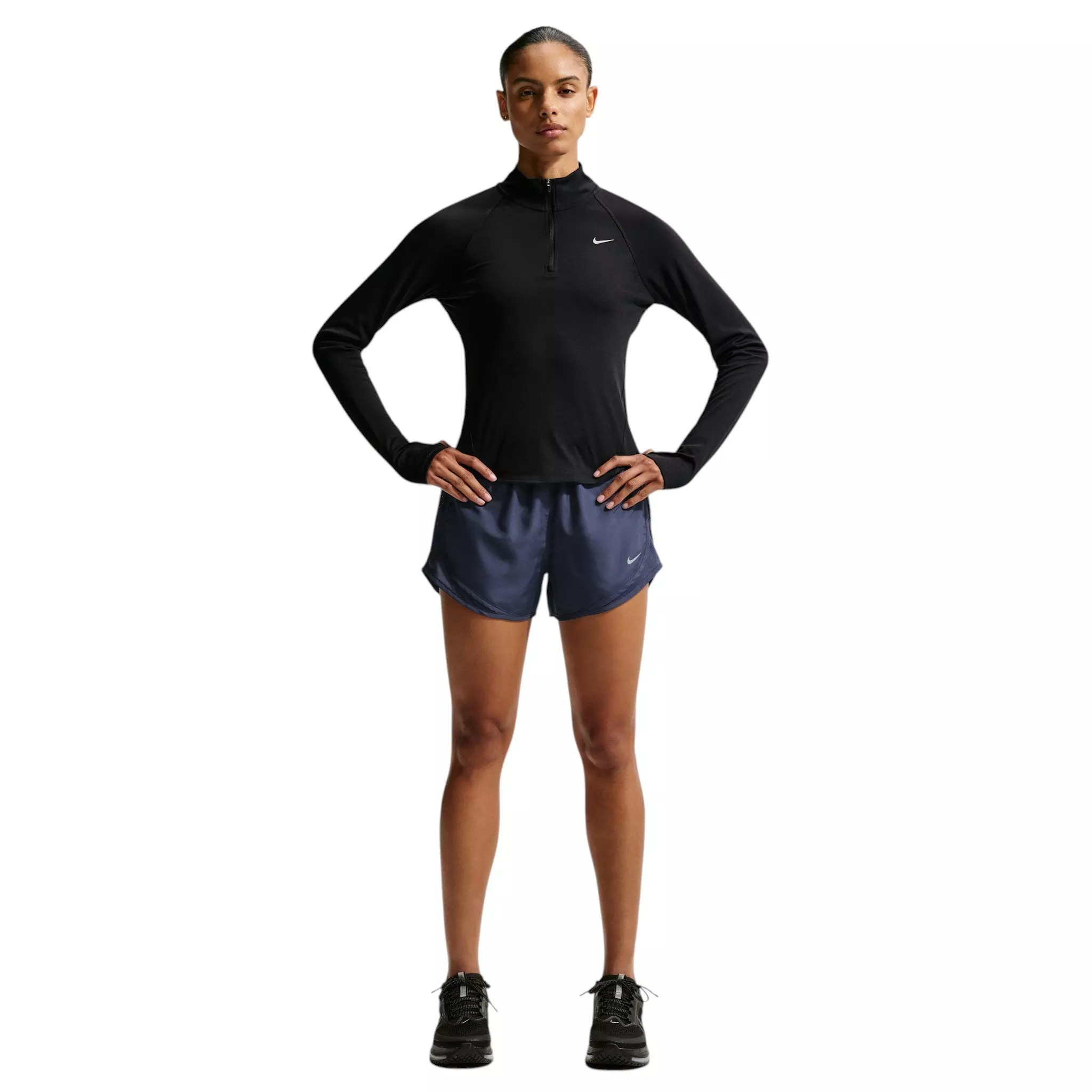 Nike Women's Tempo Dri-FIT 1/4 Zip Running Top - Black/Silver - BLACK/SILVER