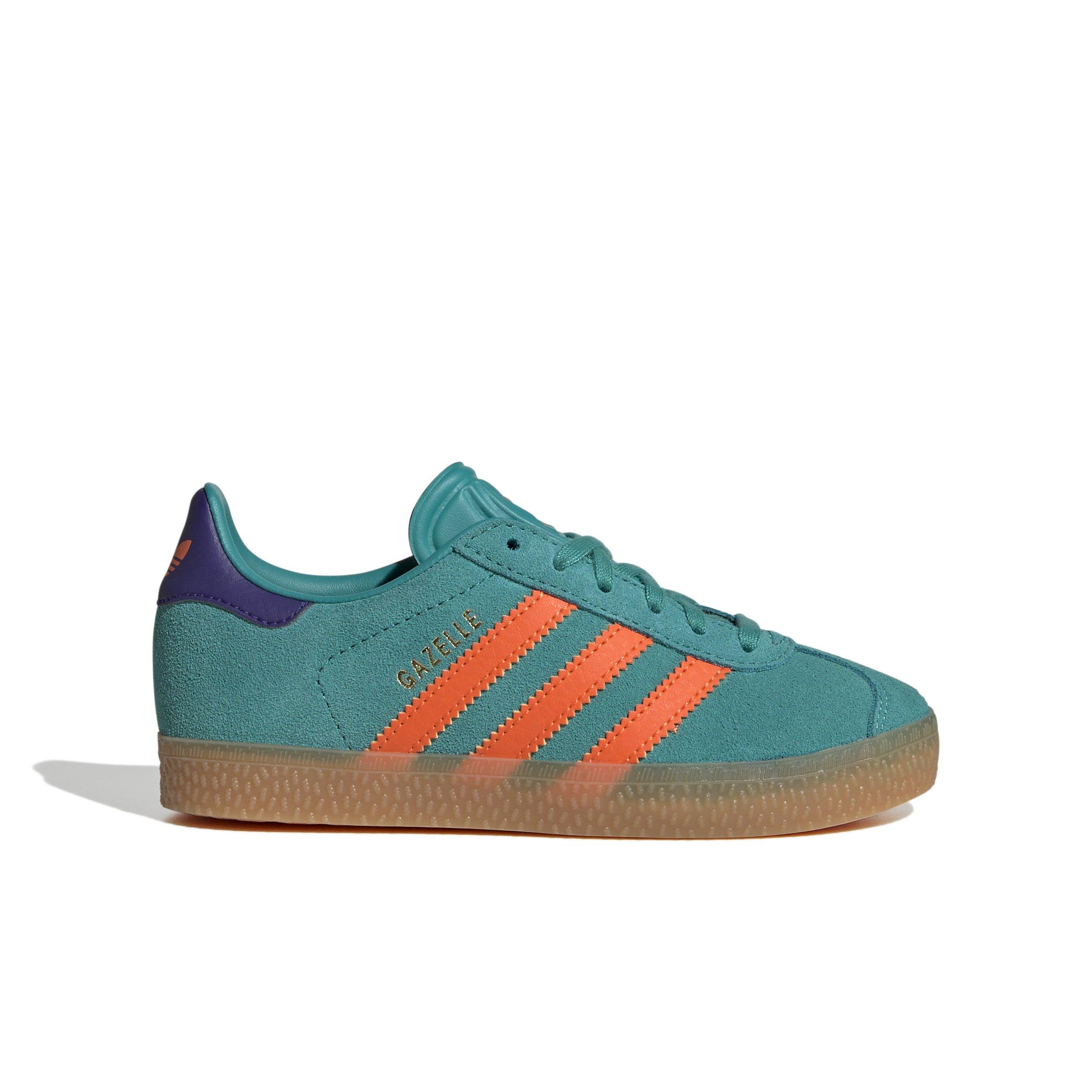 adidas Originals Gazelle "Pure Teal/Impact Orange/Collegiate Purple" Preschool Girls' Shoe - TEAL/ORANGE/PURPLE Thumbnail View 1