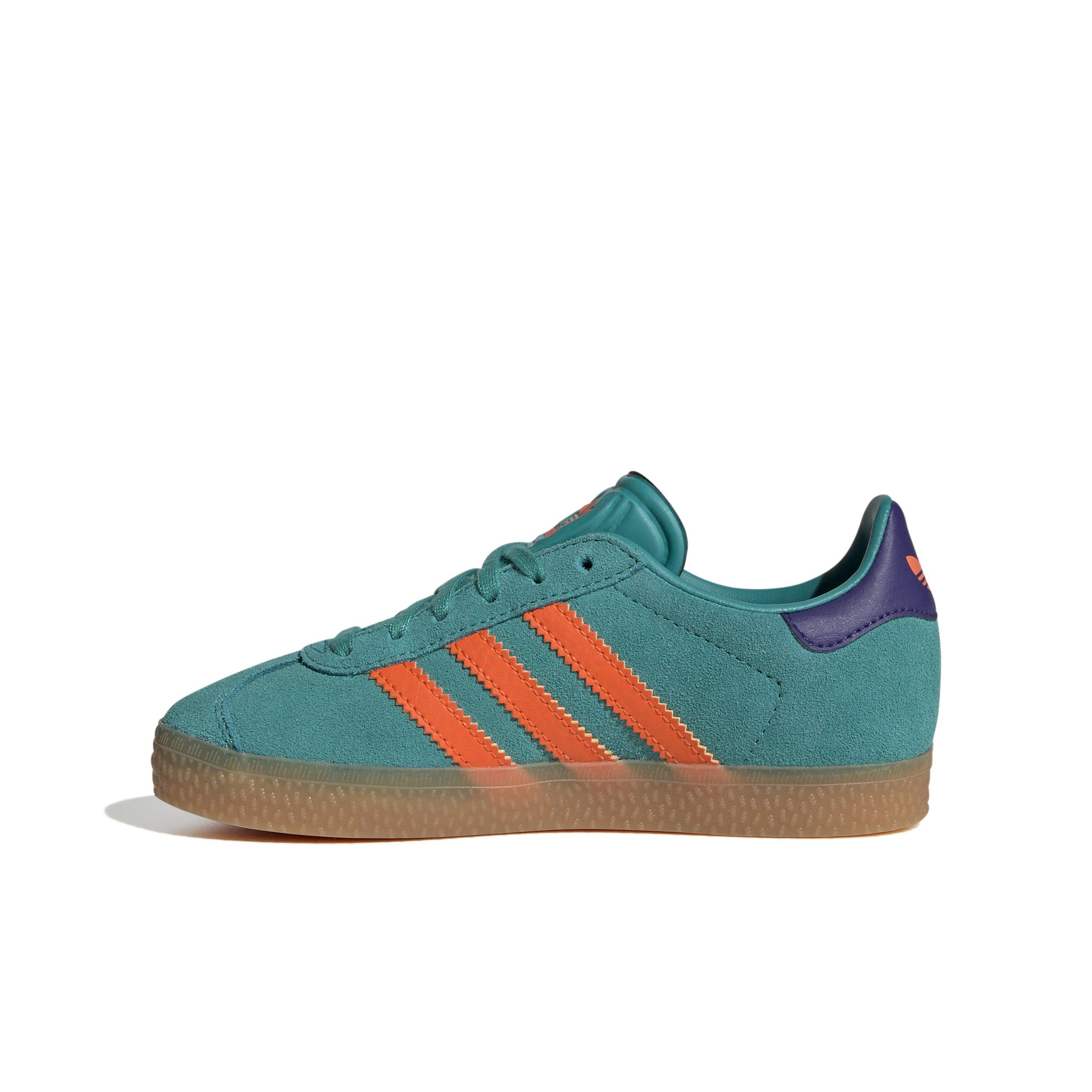 adidas Originals Gazelle "Pure Teal/Impact Orange/Collegiate Purple" Preschool Girls' Shoe - TEAL/ORANGE/PURPLE Thumbnail View 2
