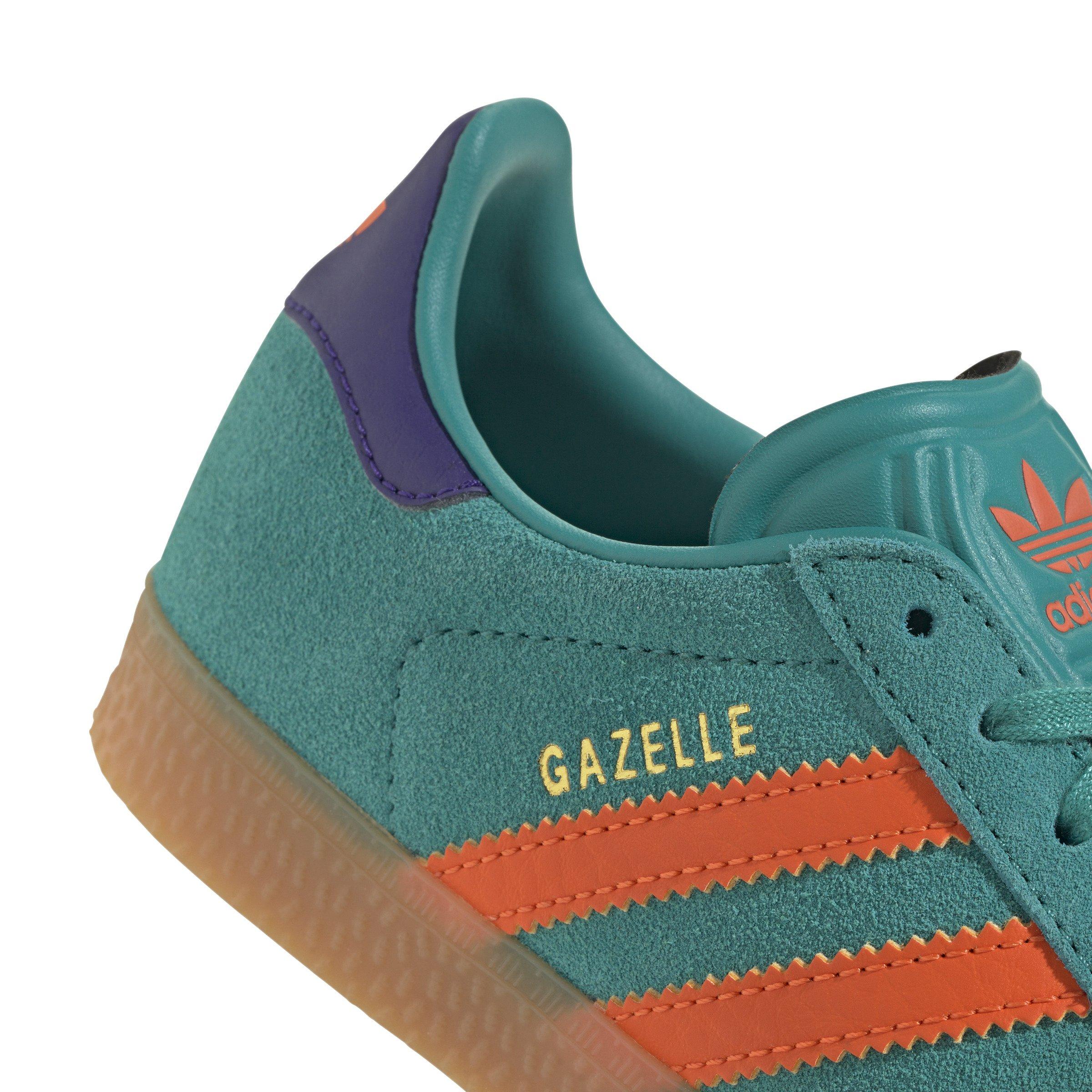 adidas Originals Gazelle "Pure Teal/Impact Orange/Collegiate Purple" Preschool Girls' Shoe - TEAL/ORANGE/PURPLE Thumbnail View 7