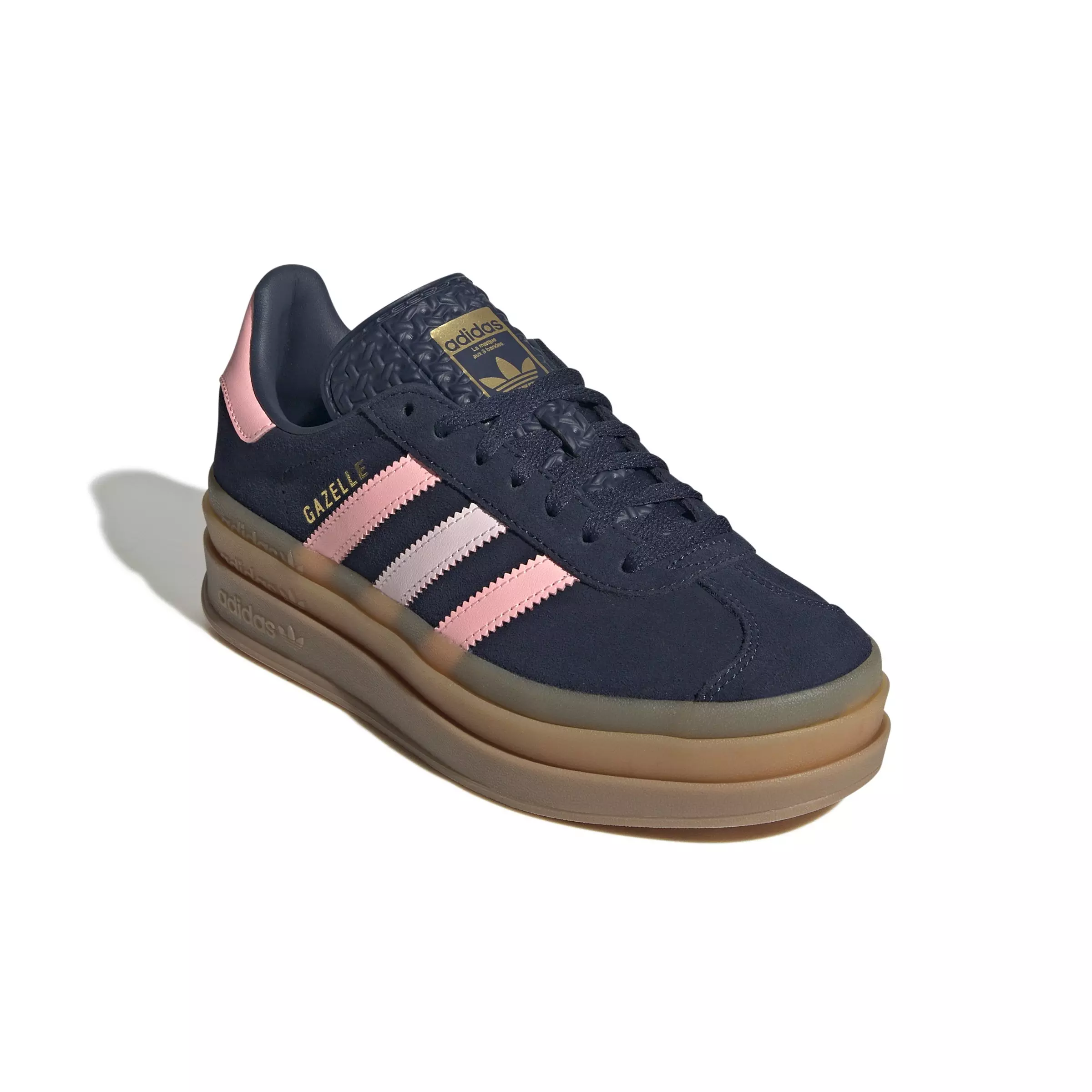 adidas Originals Gazelle Bold "Night Indigo/Glow Pink/Gold Metallic" Grade School Girls' Shoe - INDIGO/PINK/GOLD