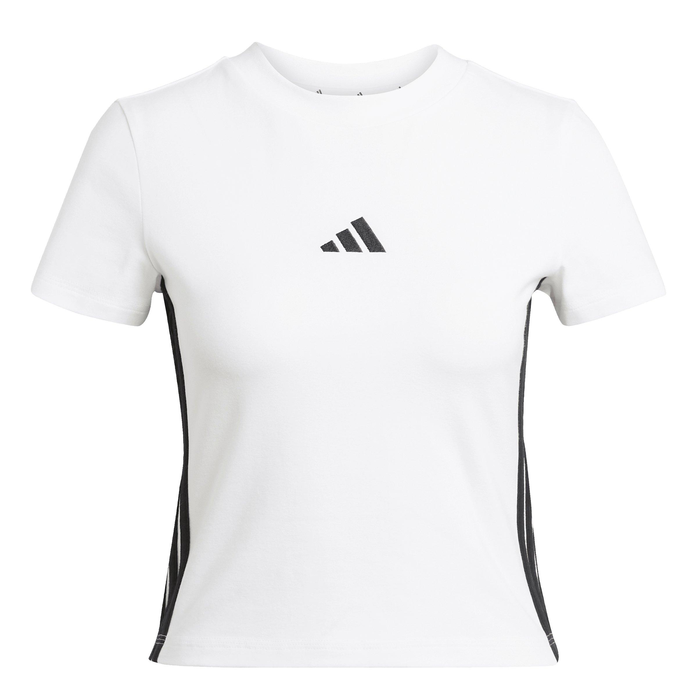 adidas Women's Essentials 3-Stripes Slim Baby T-Shirt - White - WHITE Thumbnail View 6