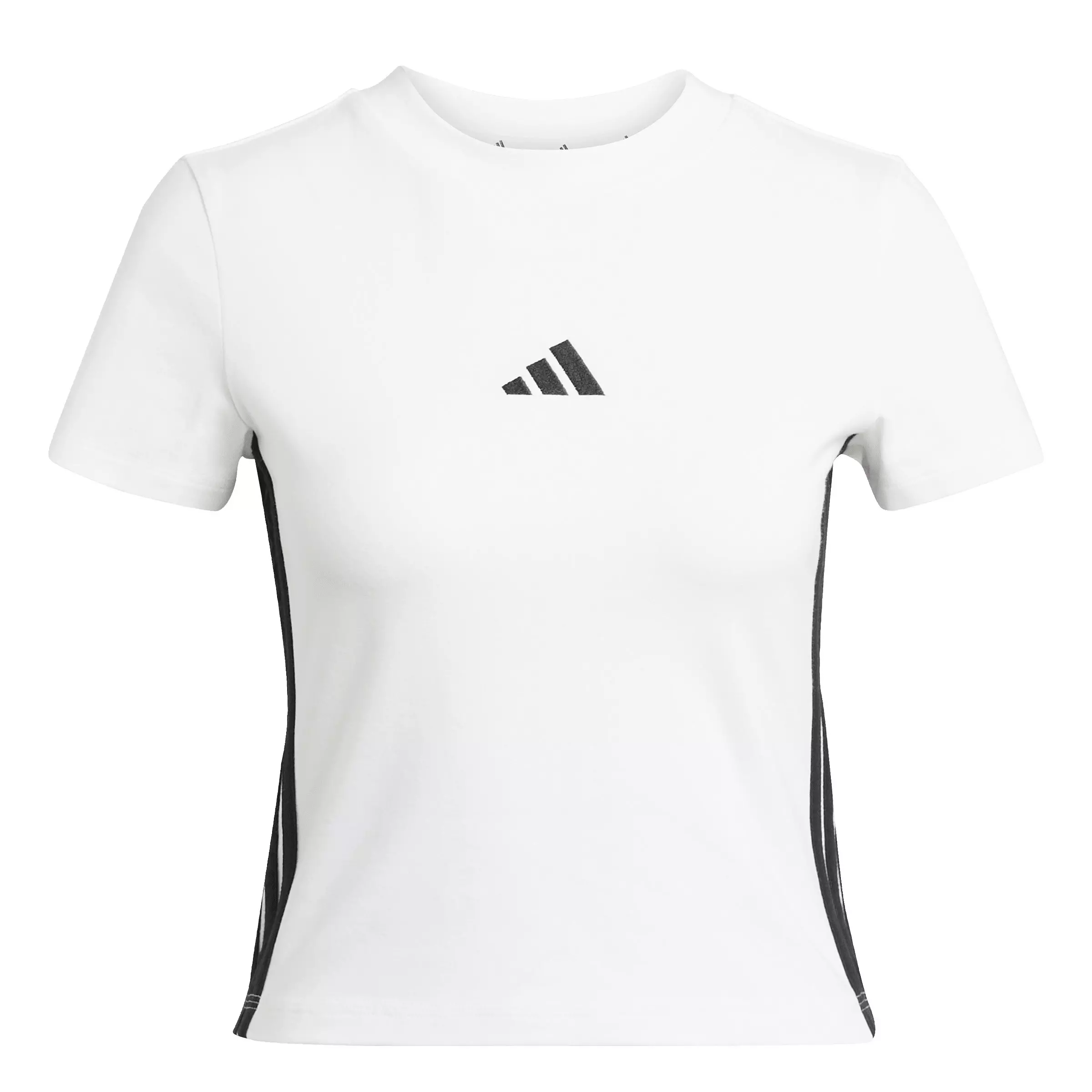 adidas Women's Essentials 3-Stripes Slim Baby T-Shirt - White - WHITE