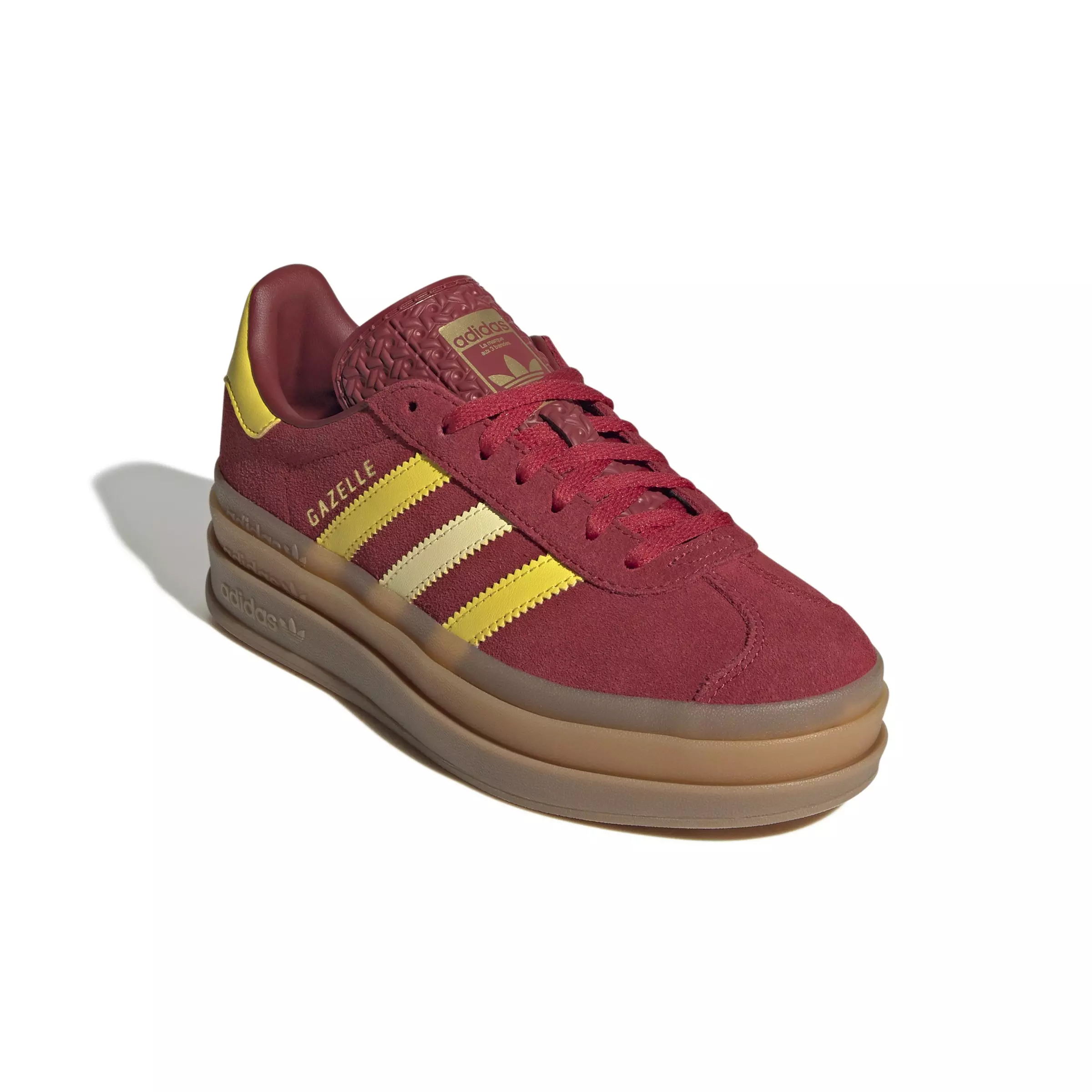 adidas Originals Gazelle Bold "Team Victory Red/Yellow/Gold Metallic" Grade School Girls' Shoe - RED/YELLOW/GOLD
