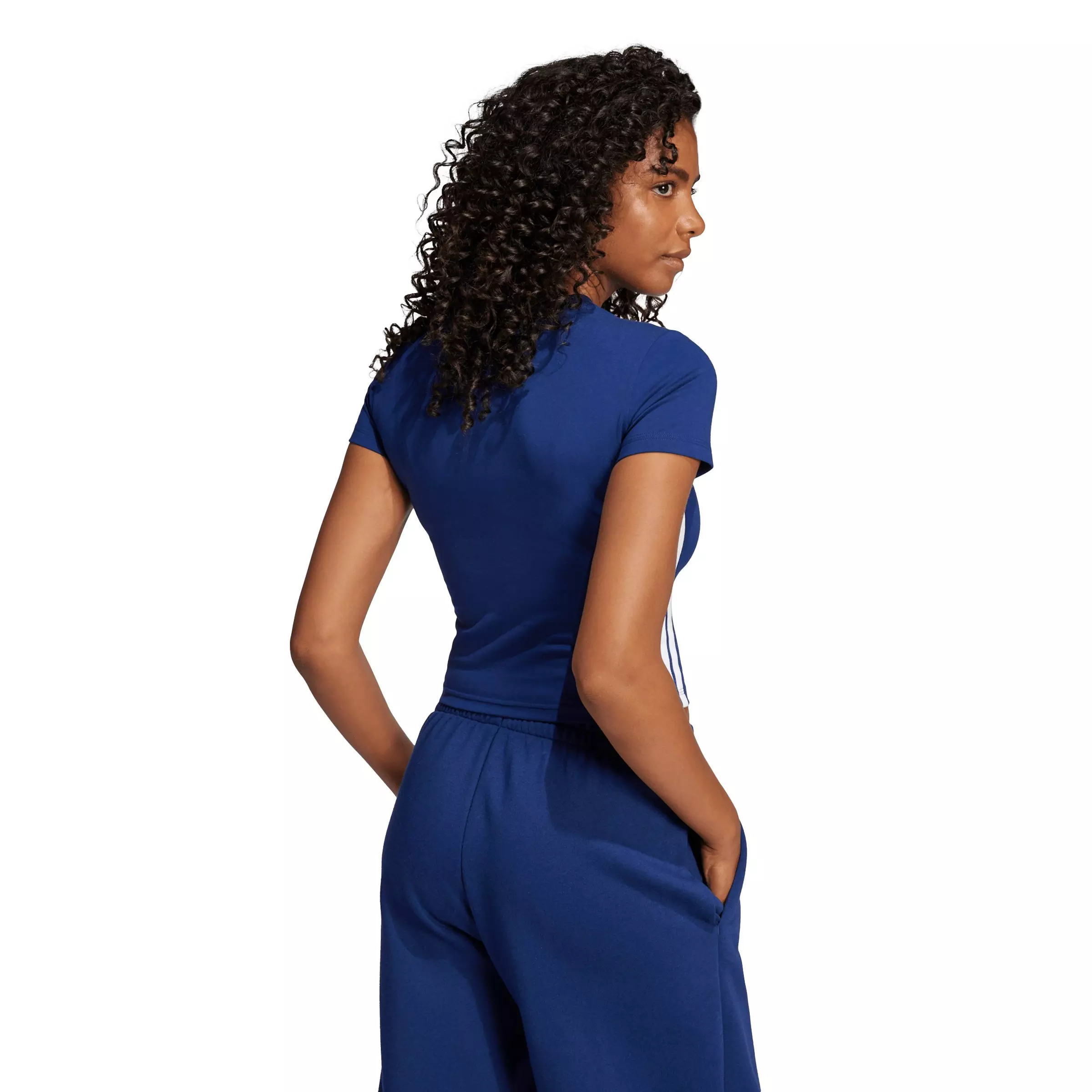 adidas Women's Essentials 3-Stripes Slim Baby T-Shirt - Dark Blue - DARK BLUE