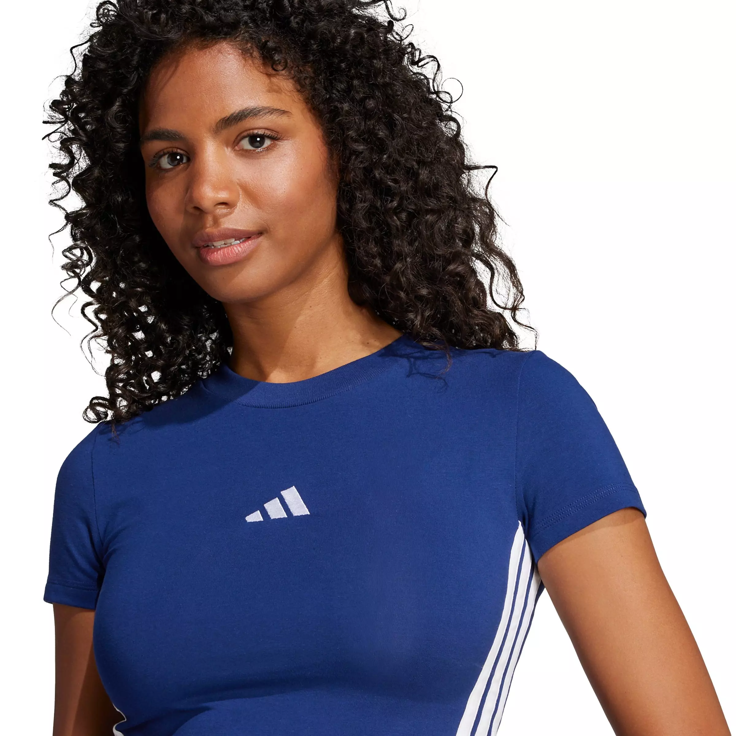 adidas Women's Essentials 3-Stripes Slim Baby T-Shirt - Dark Blue - DARK BLUE