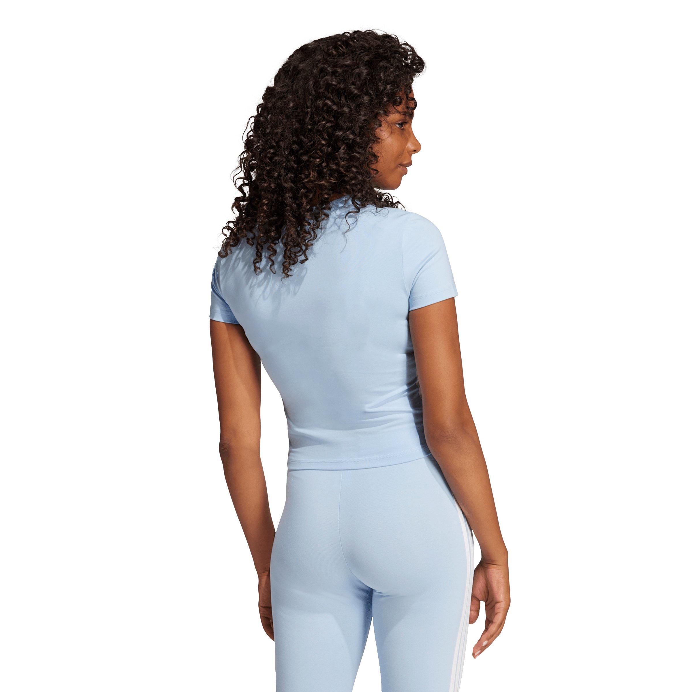 adidas Women's Essentials 3-Stripes Slim Baby T-Shirt - Light Blue - LIGHT BLUE Thumbnail View 2