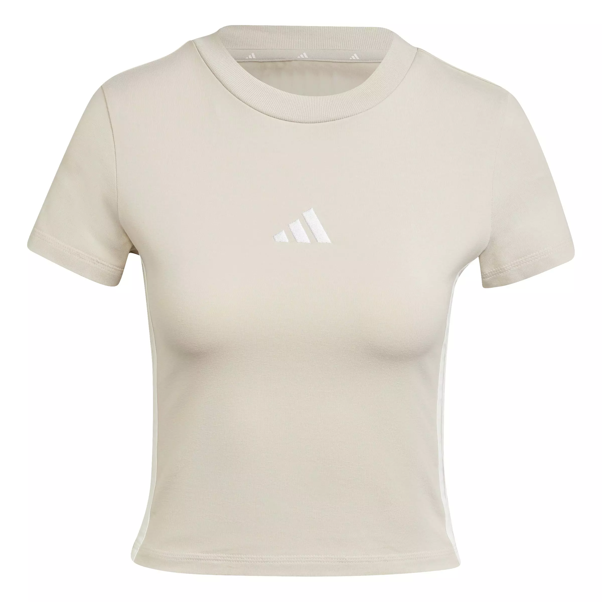 adidas Women's Essentials 3-Stripes Slim Baby T-Shirt - Beige - BEIGE
