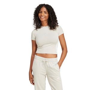 adidas Women's Essentials 3-Stripes Slim Baby T-Shirt - Beige