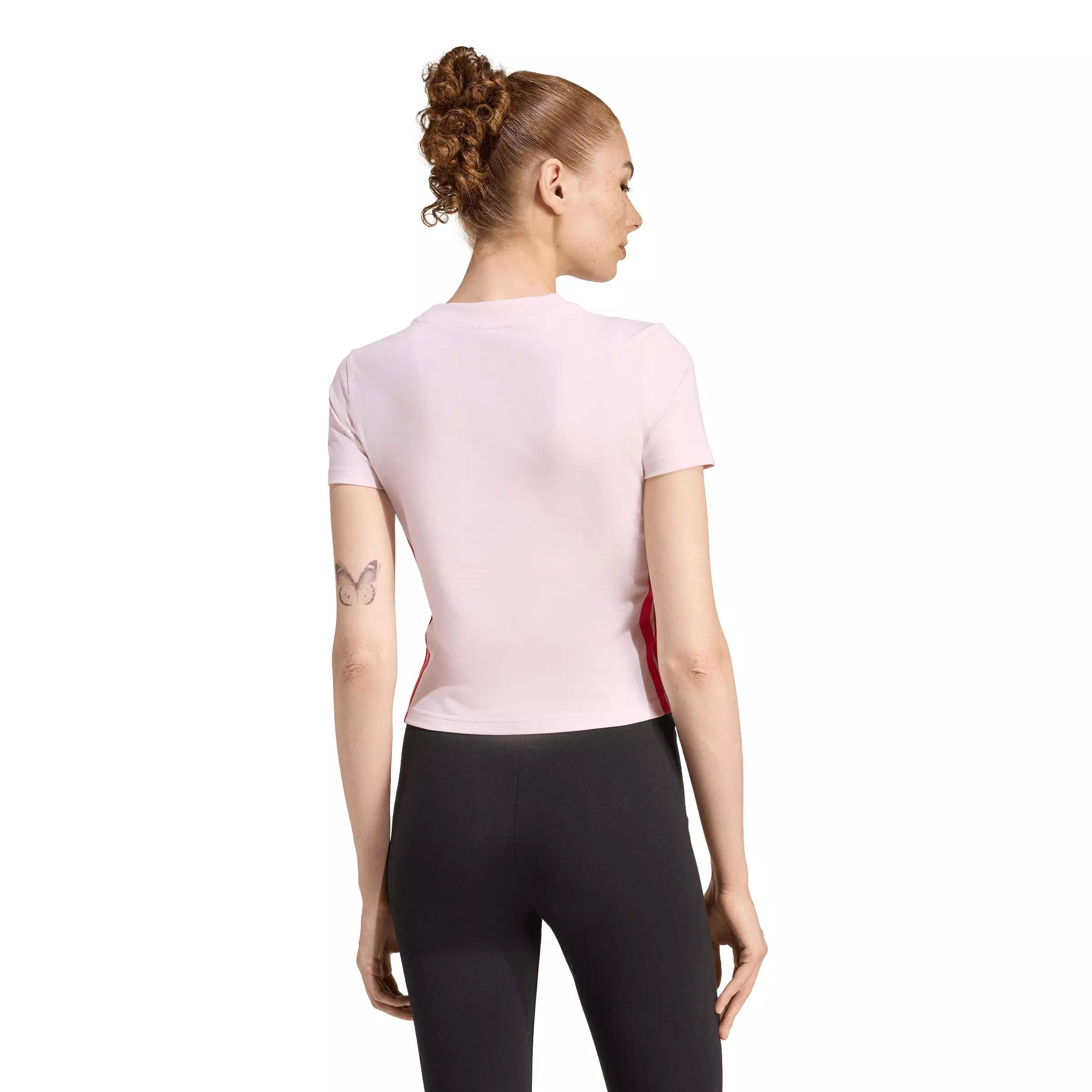 adidas Women's Essentials 3-Stripes Slim Baby T-Shirt - Light Pink - LIGHT PINK