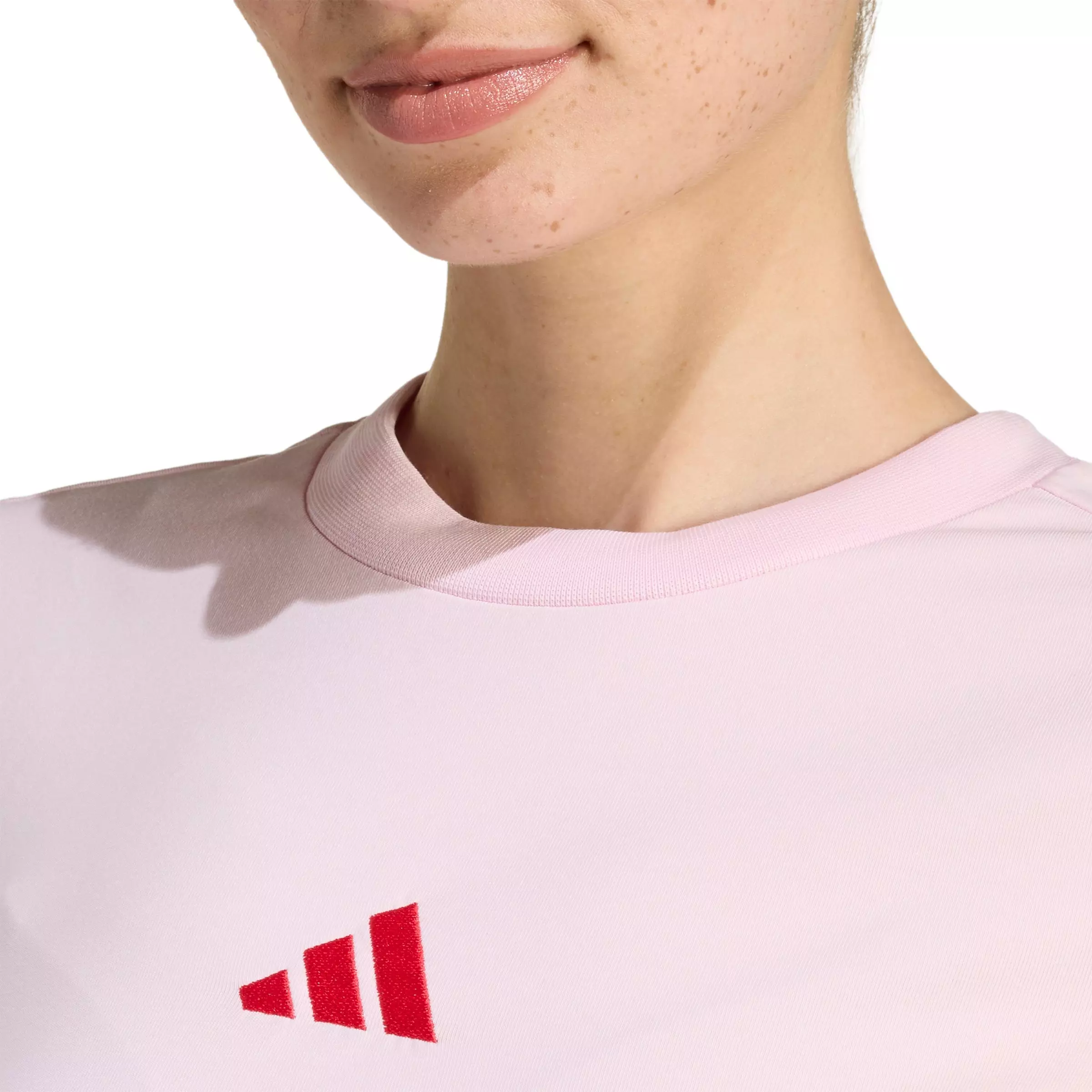 adidas Women's Essentials 3-Stripes Slim Baby T-Shirt - Light Pink - LIGHT PINK