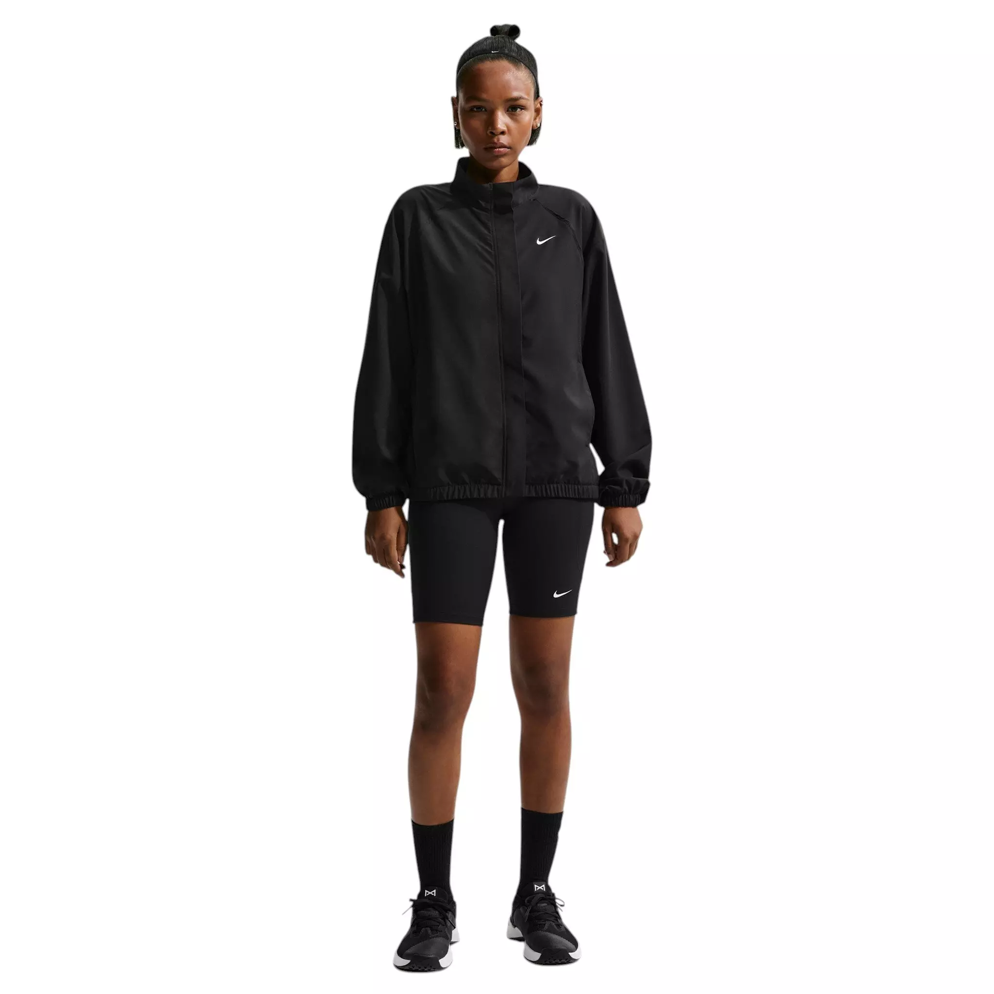 Nike Women's One Dri-FIT Woven Jacket - Black/White - BLACK/WHITE