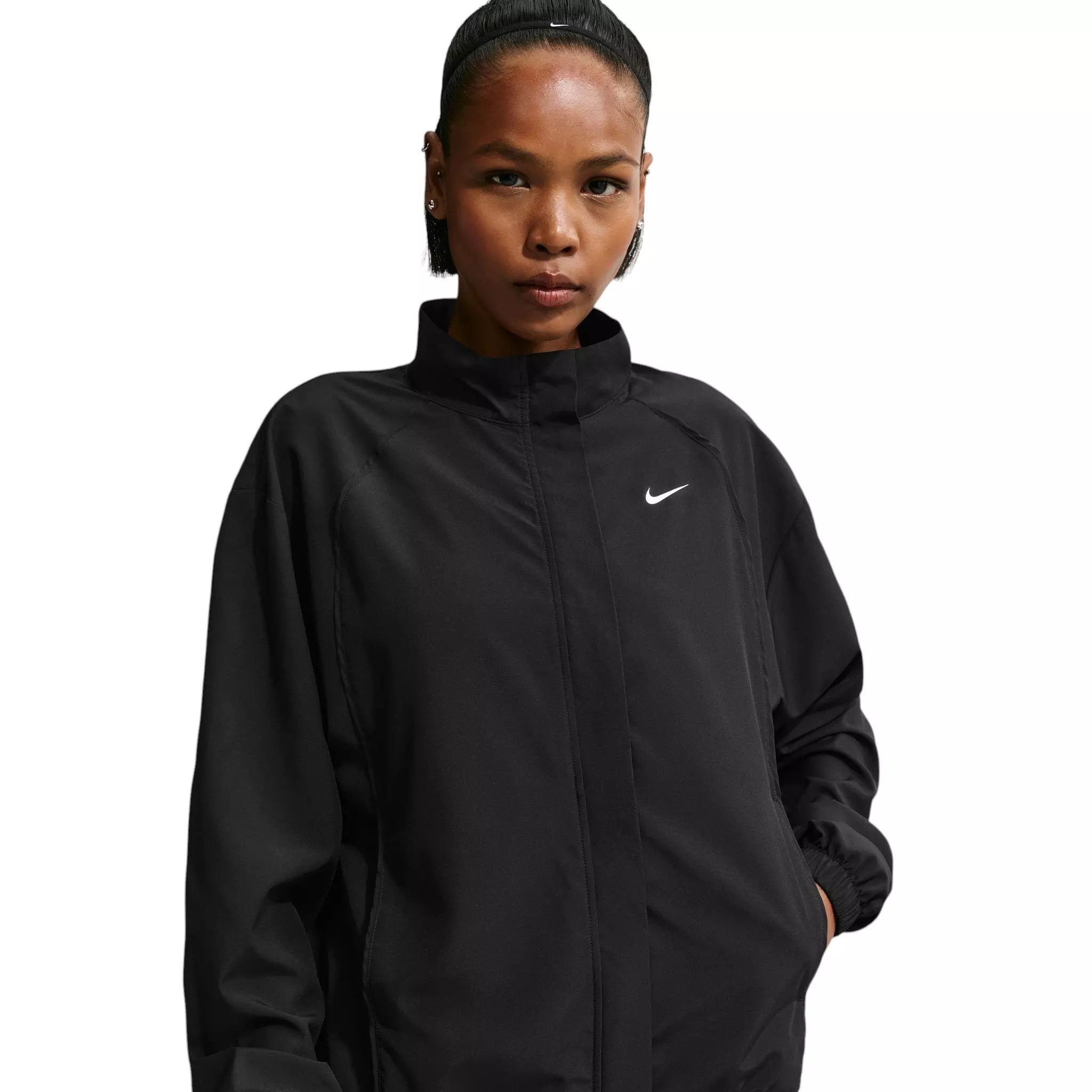 Nike Women's One Dri-FIT Woven Jacket - Black/White - BLACK/WHITE
