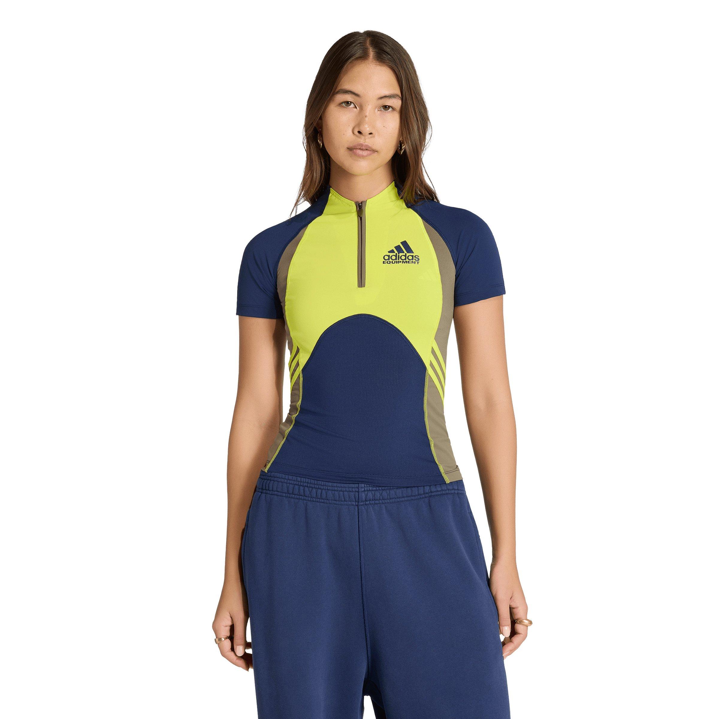 adidas Women's Originals EQT Tight Short Sleeve T-Shirt - Navy/Yellow - NAVY/YELLOW Thumbnail View 1