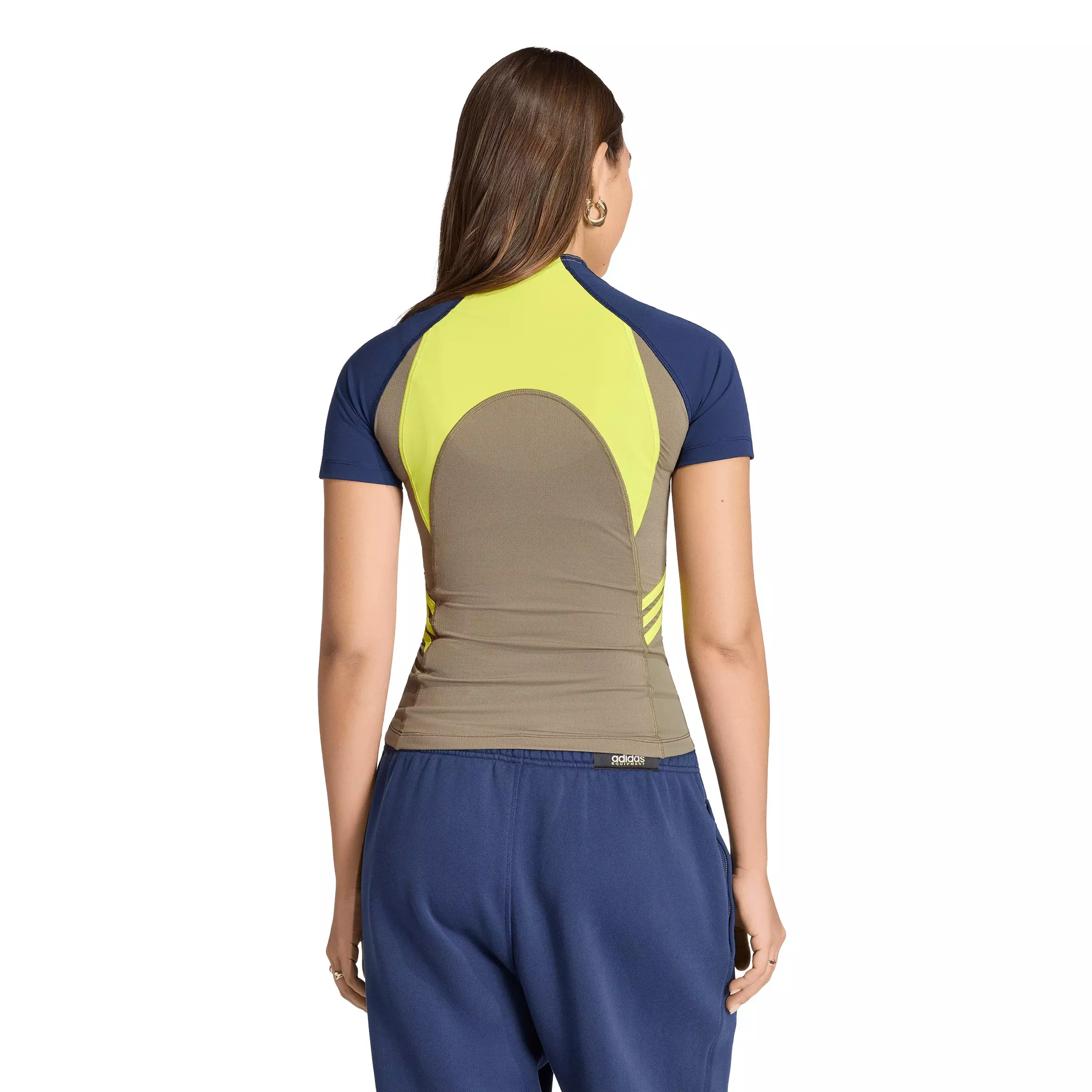 adidas Women's Originals EQT Tight Short Sleeve T-Shirt - Navy/Yellow - NAVY/YELLOW