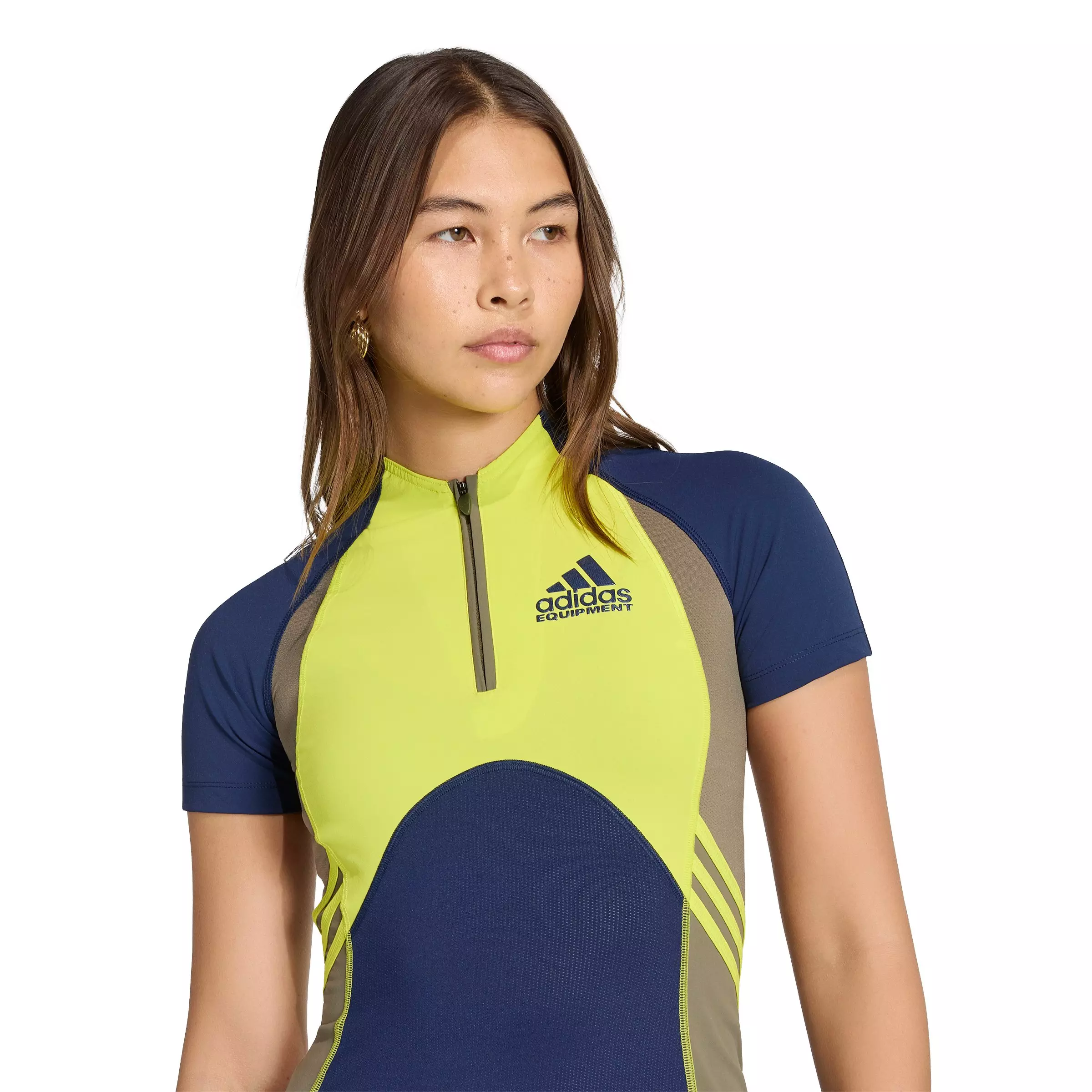 adidas Women's Originals EQT Tight Short Sleeve T-Shirt - Navy/Yellow - NAVY/YELLOW