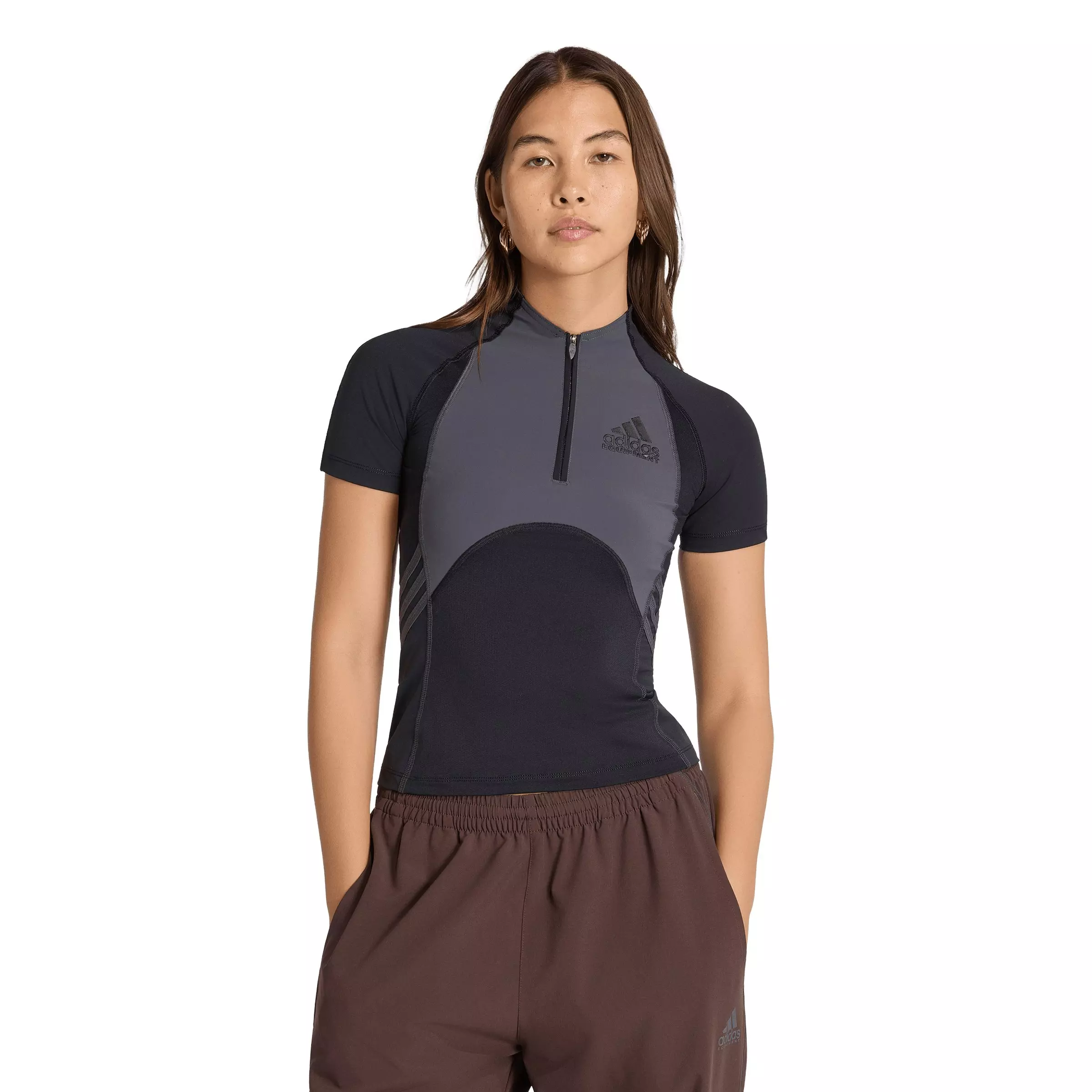 adidas Women's Originals EQT Tight Short Sleeve T-Shirt - Black/Grey - BLACK/GREY