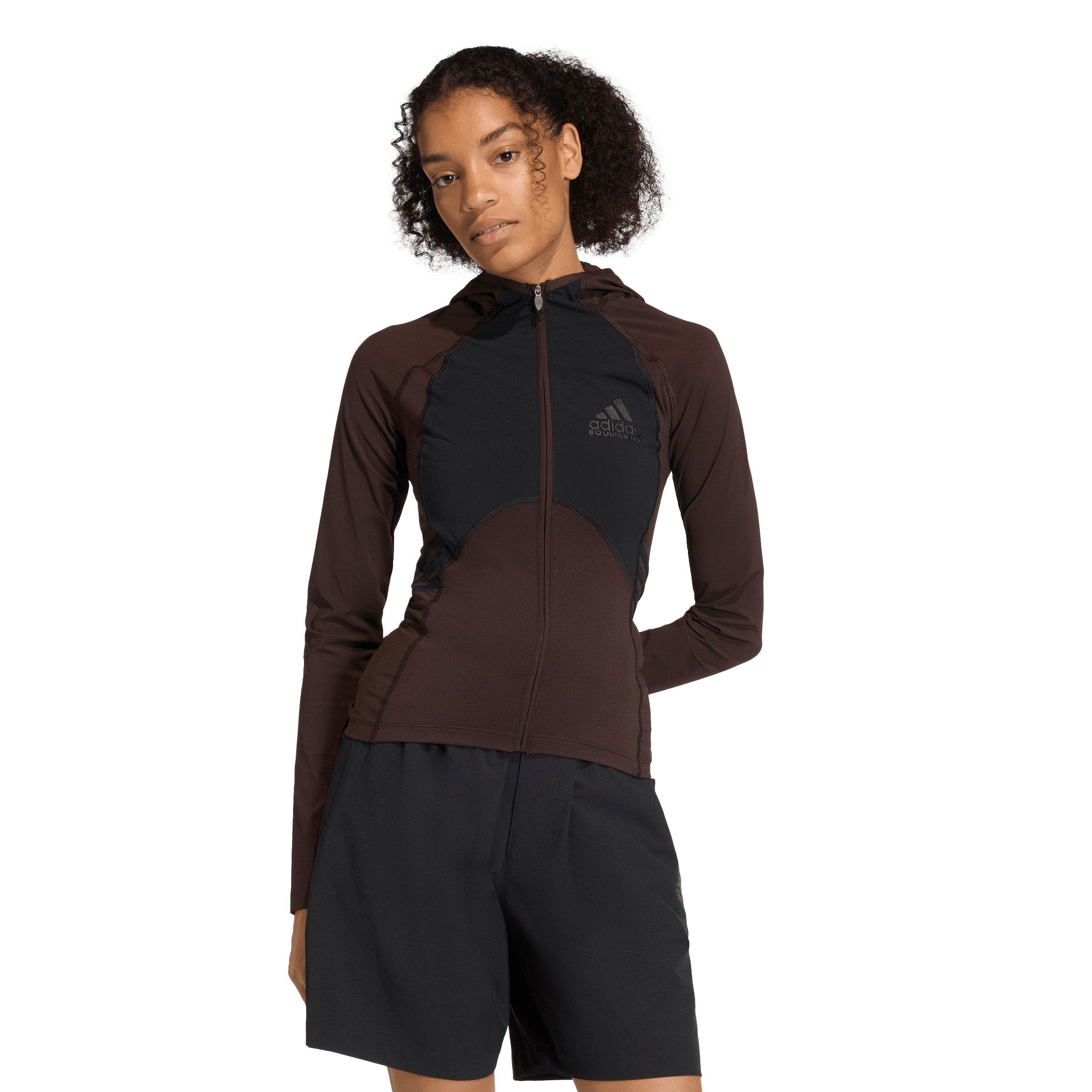 adidas Originals Women's Equipment Hooded Long Sleeve Track Top -Coffee/Black - COFFEE/BLACK Thumbnail View 1