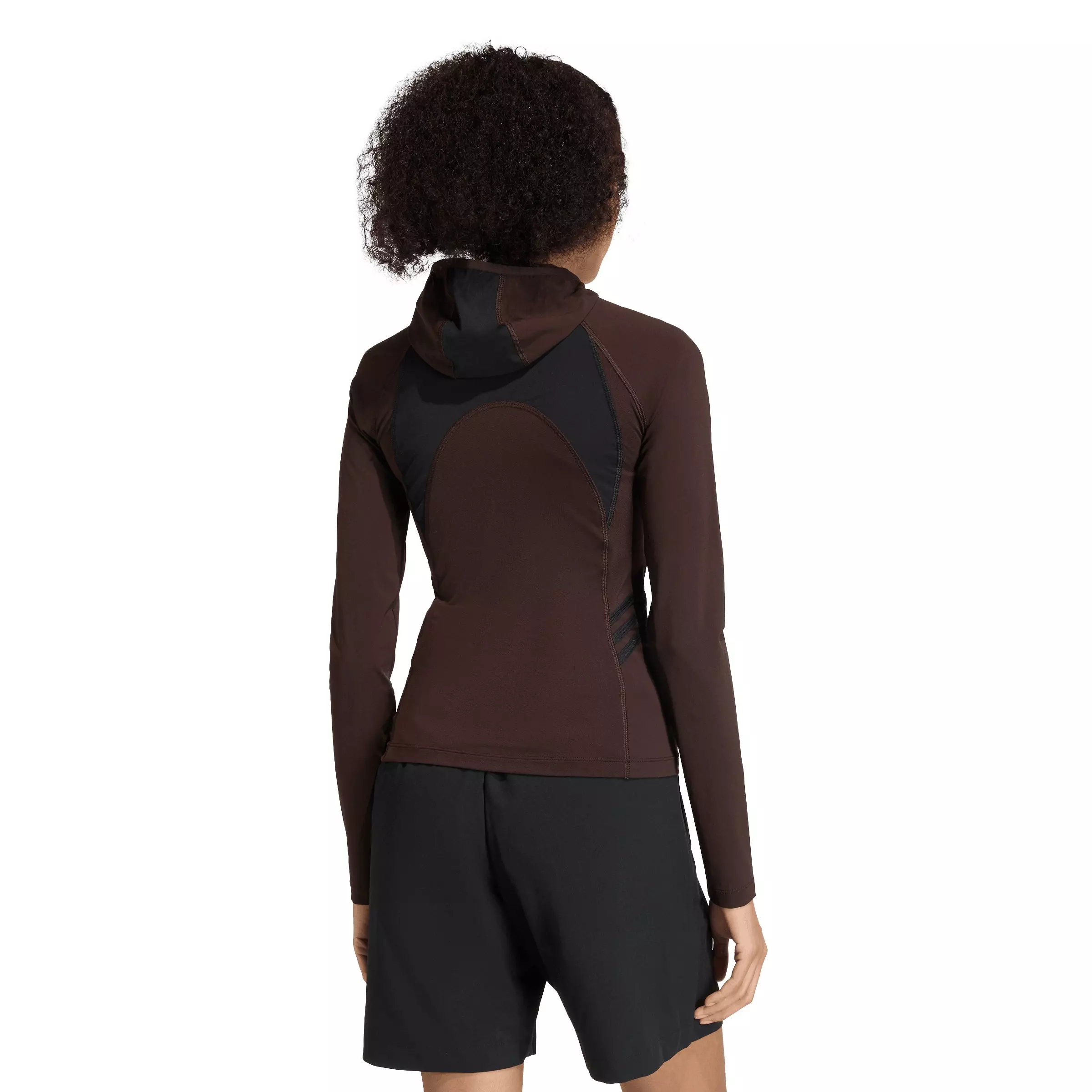 adidas Originals Women's Equipment Hooded Long Sleeve Track Top - Coffee/Black - COFFEE/BLACK