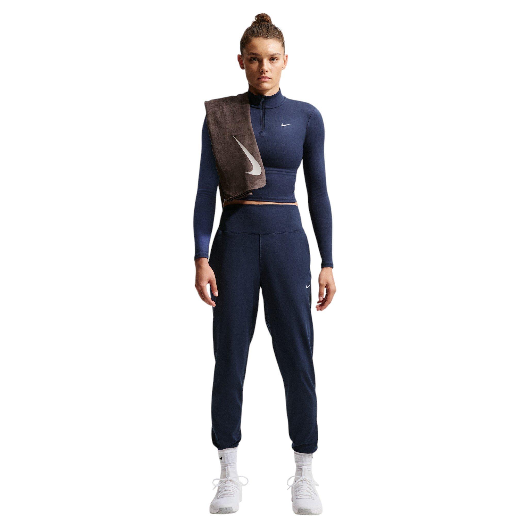 Nike Women's One High-Waisted Full-Length Knit Joggers - Navy/White - NAVY/WHITE