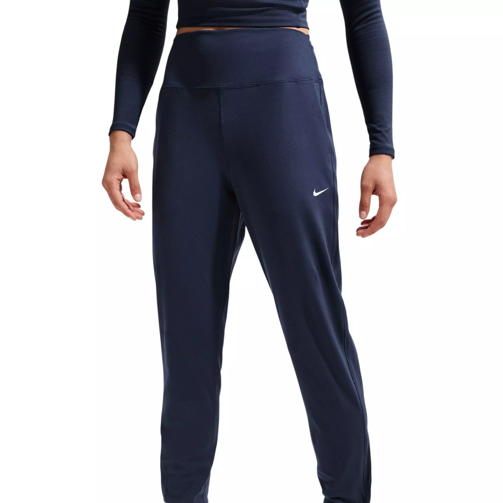 Nike Women's One High-Waisted Full-Length Knit Joggers - Navy/White - NAVY/WHITE