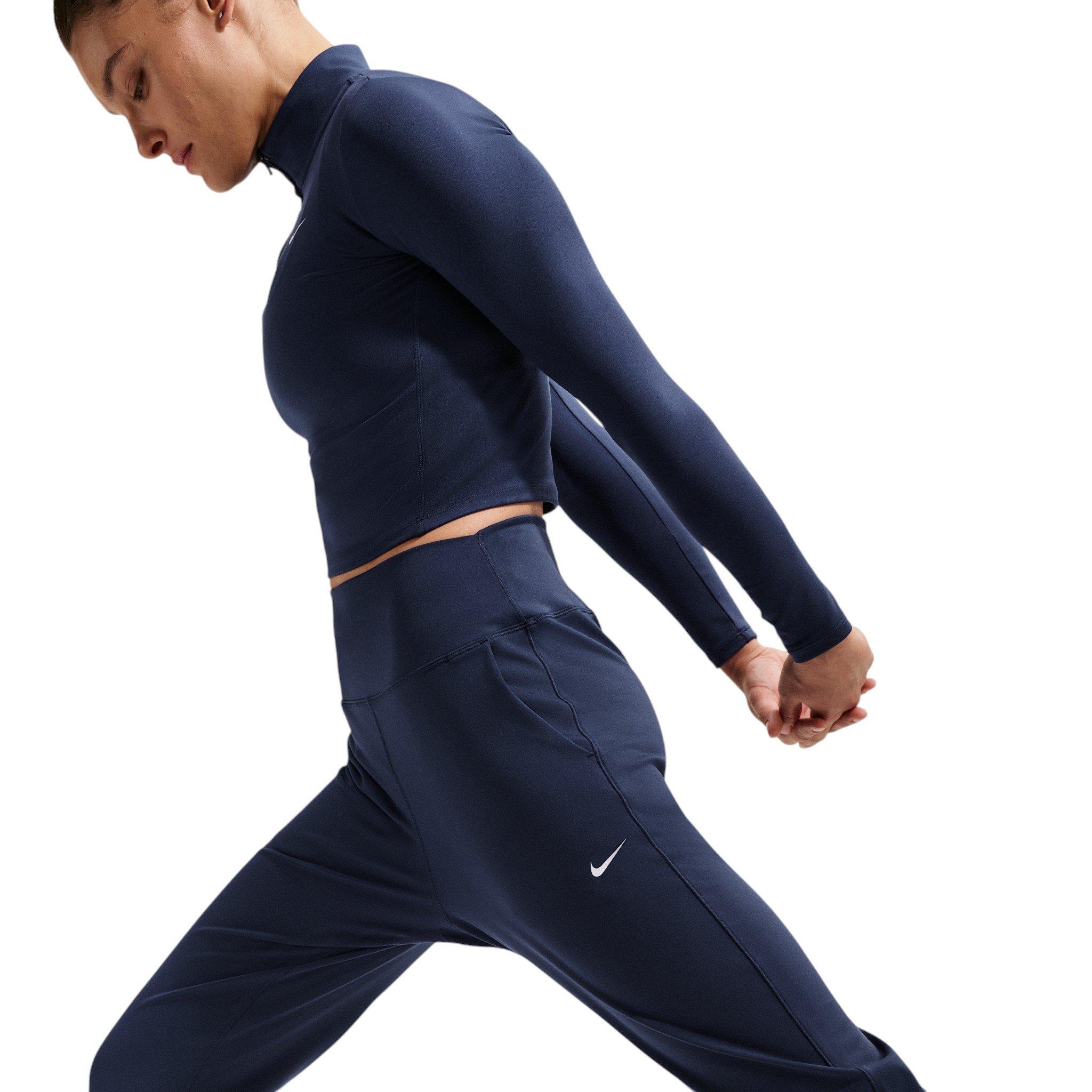 Nike Women's One High-Waisted Full-Length Knit Joggers - Navy/White - NAVY/WHITE