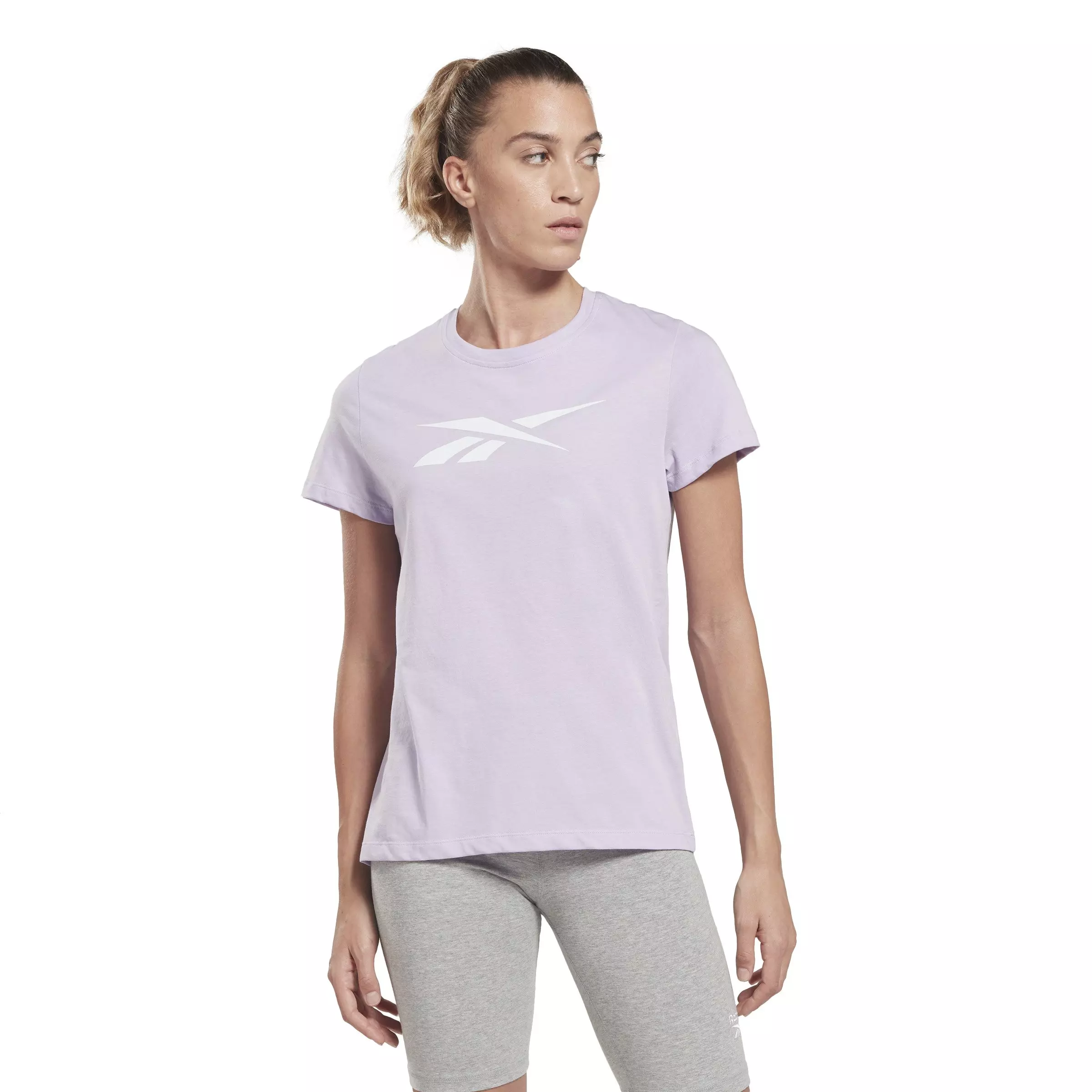 Reebok Women's Training Essentials Vector Tee- Purple - PURPLE