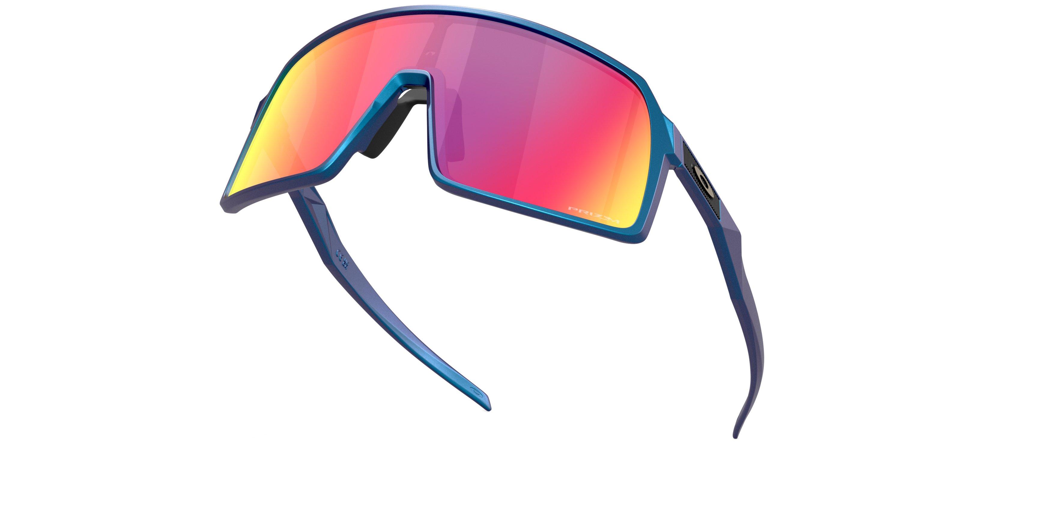Oakley Sutro Prizm Road Sunglasses - Matte Cyan/Blue Colorshift - BLUE/RED Thumbnail View 7