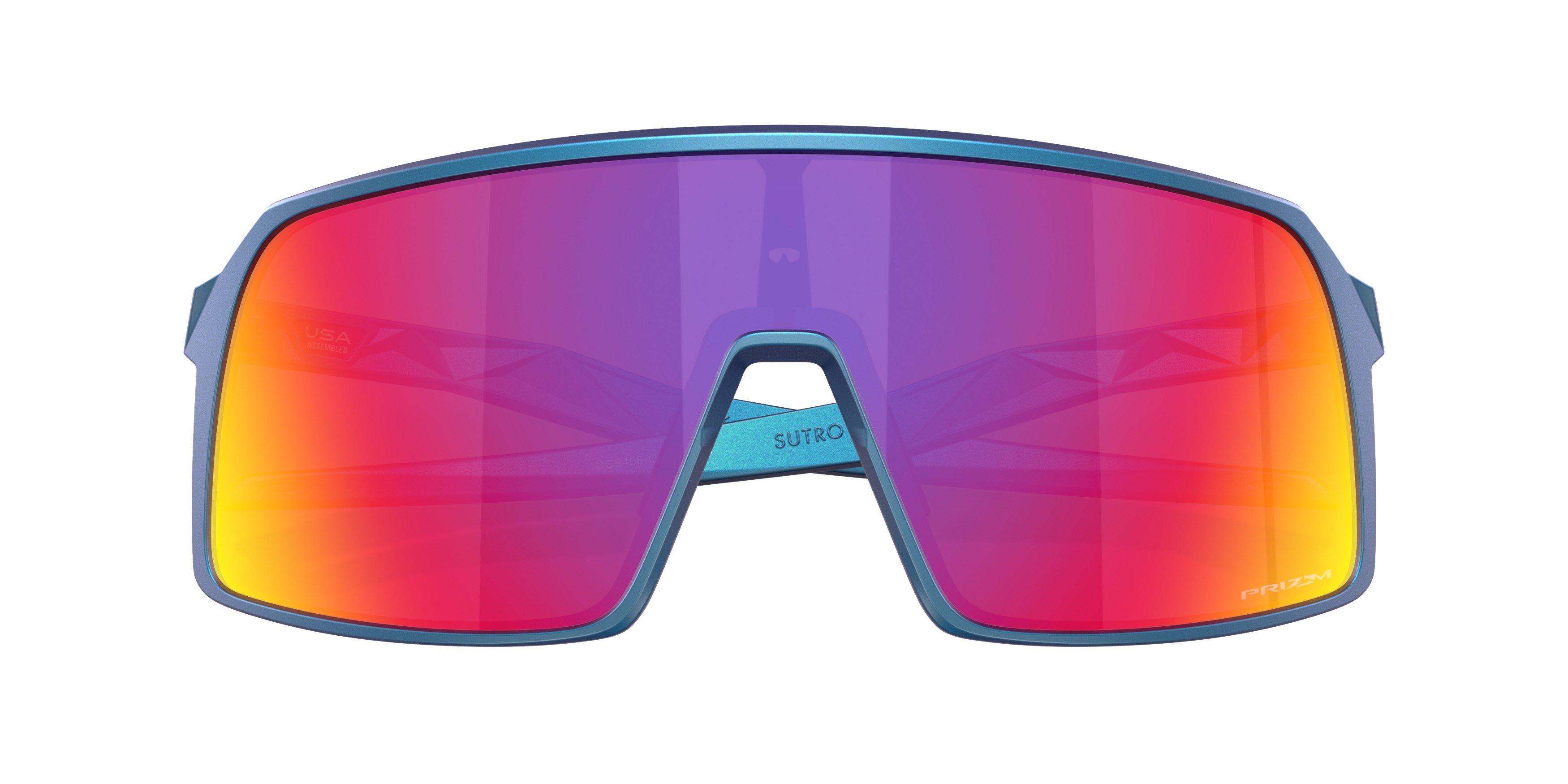 Oakley Sutro Prizm Road Sunglasses - Matte Cyan/Blue Colorshift - BLUE/RED Thumbnail View 8