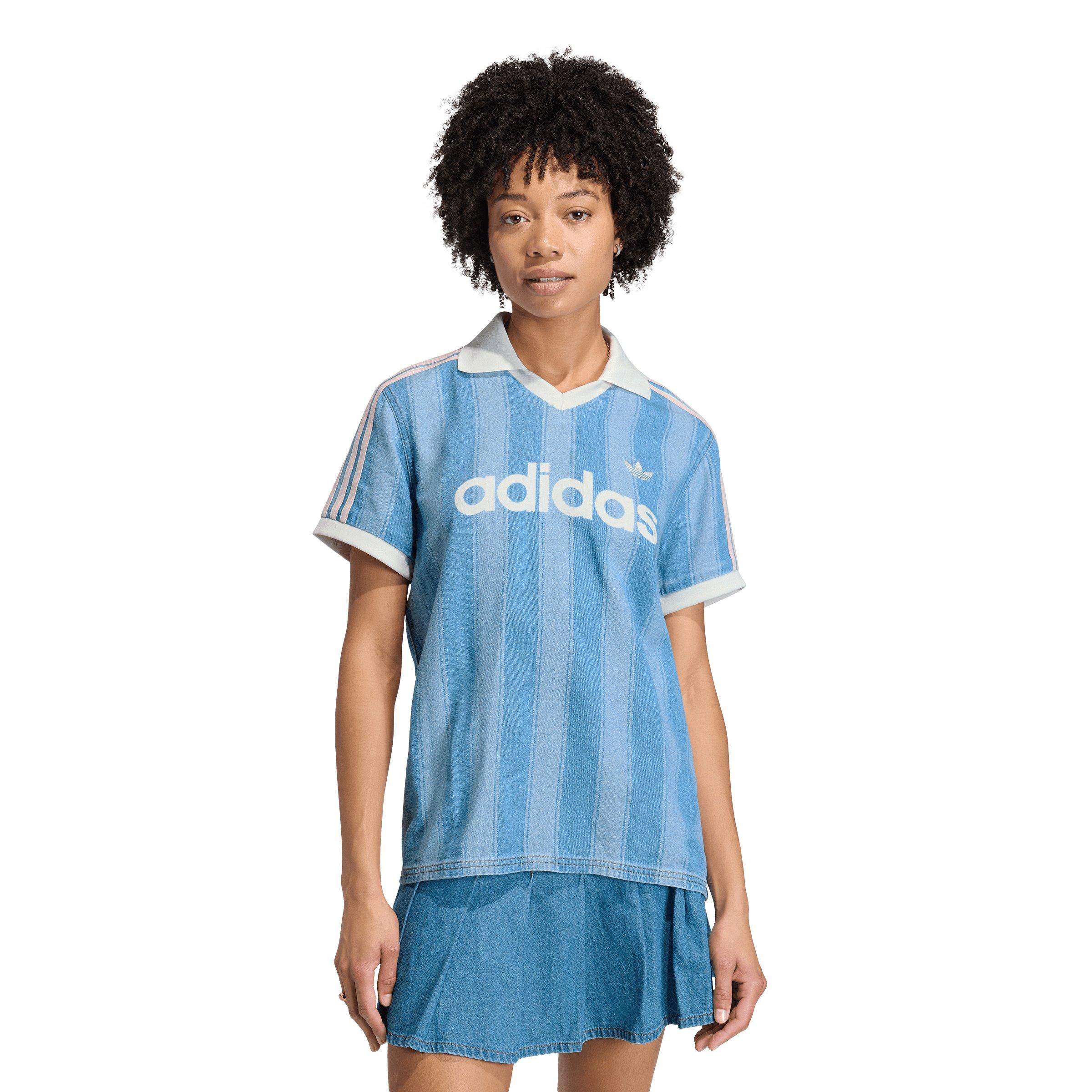 adidas Originals Women's Indigo Wash Denim Football Jersey - DENIM Thumbnail View 1