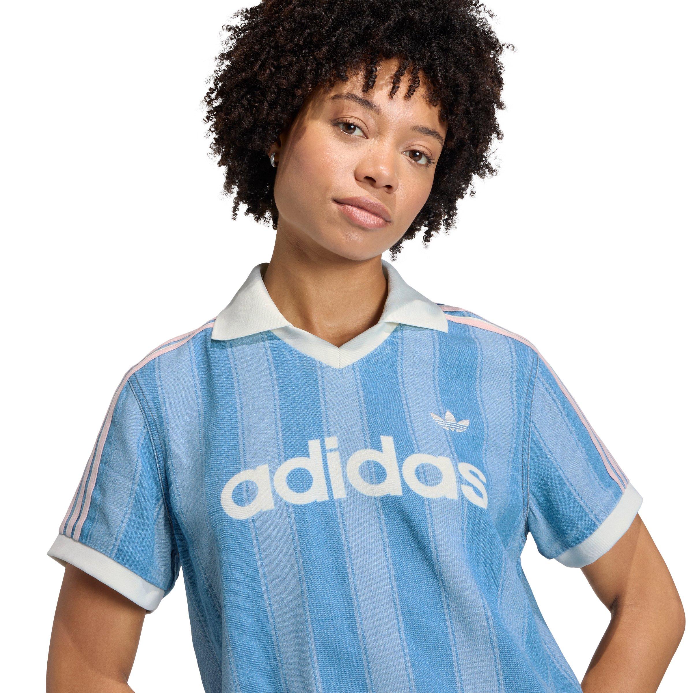 adidas Originals Women's Indigo Wash Denim Football Jersey - DENIM Thumbnail View 3