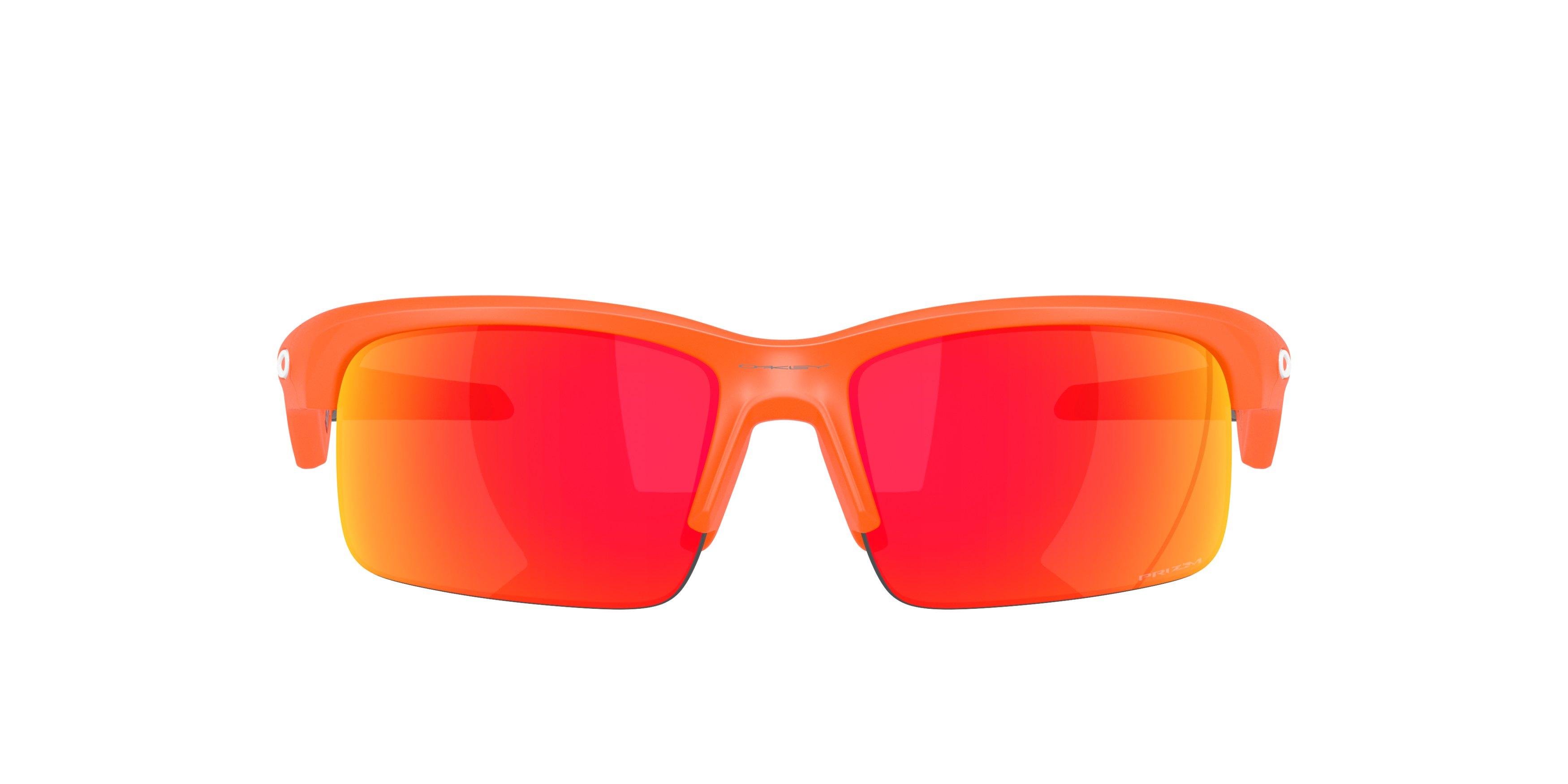 Oakley Capacitor Sunglasses (Youth Fit) - Prizm Ruby Lenses and Matte Neon Orange Frame
