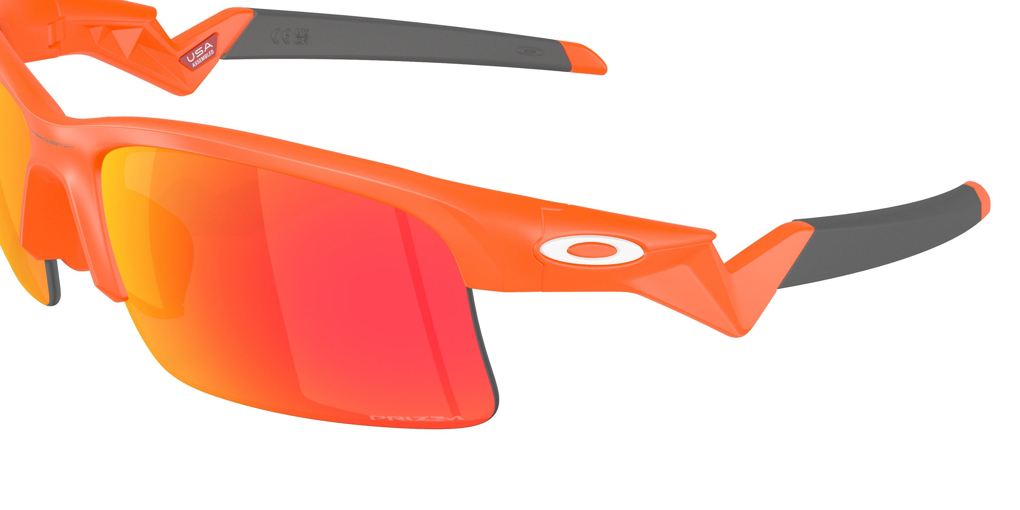 Oakley Capacitor Sunglasses (Youth Fit) - Prizm Ruby Lenses and Matte Neon Orange Frame