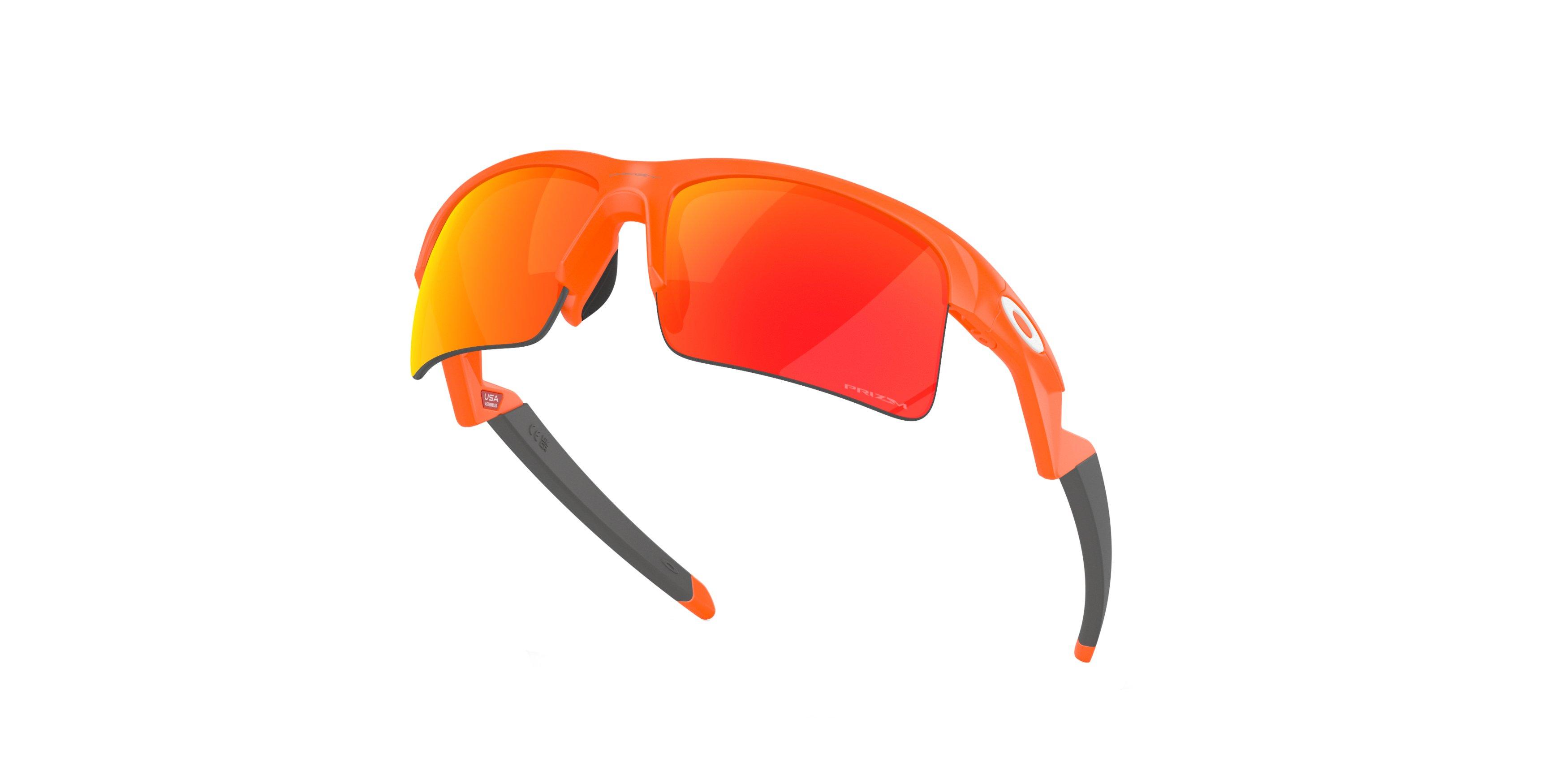 Oakley Capacitor Sunglasses (Youth Fit) - Prizm Ruby Lenses and Matte Neon Orange Frame