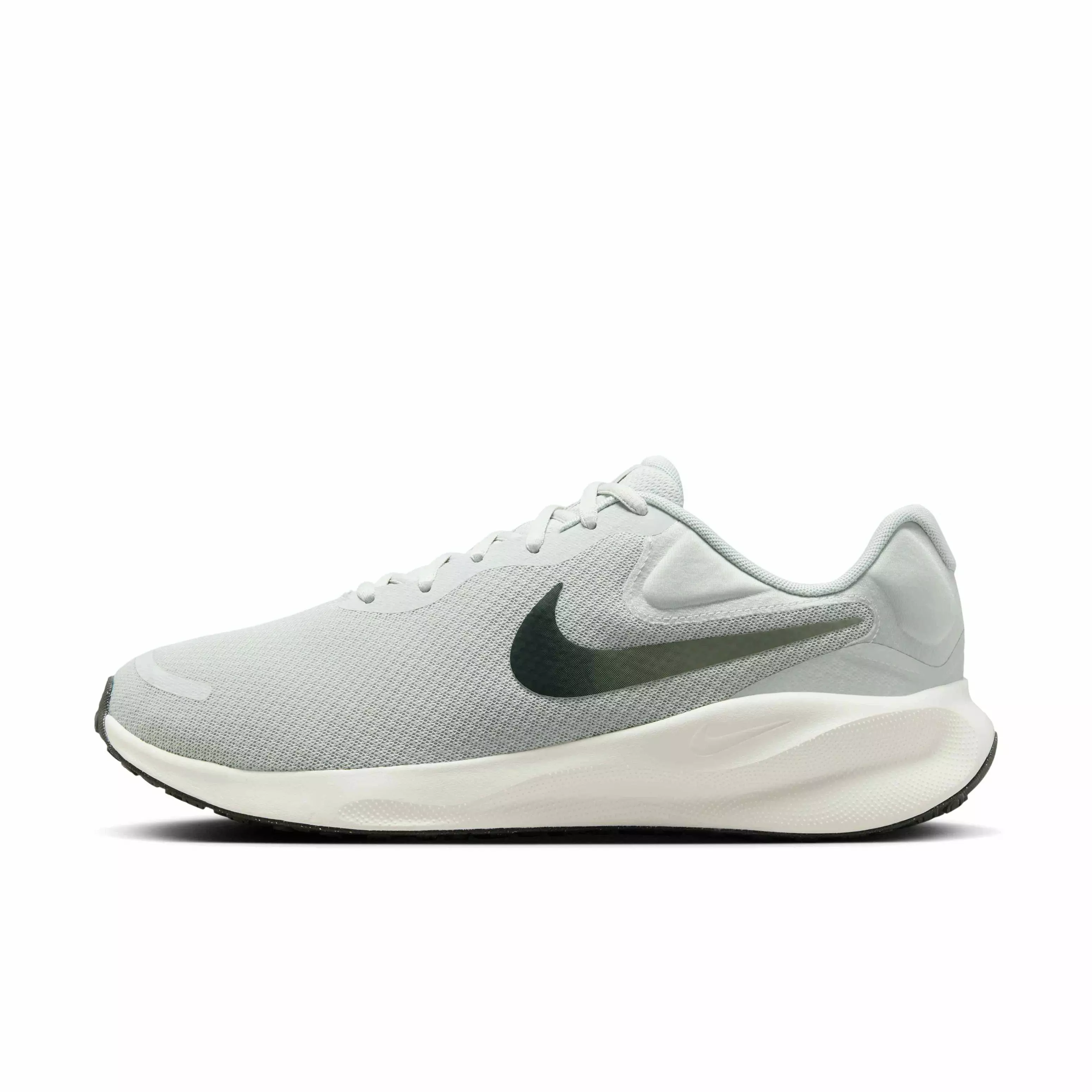 Nike Revolution 7 "Light Silver/Light Army/Pale Ivory/Sequoia" Men's Wide Running Shoe - SILVER/GREEN/WHITE