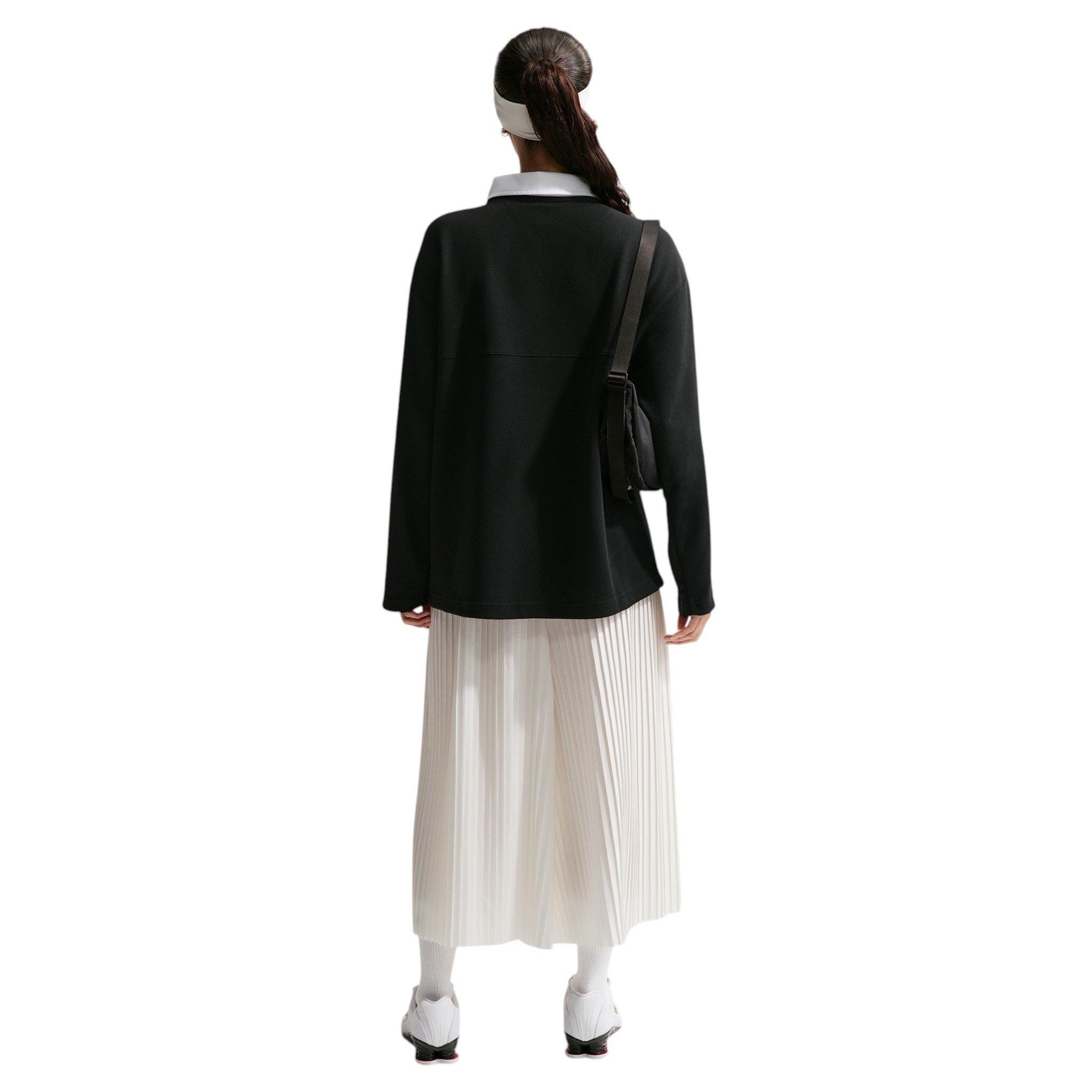 Nike Women's Sportswear Oversized Long-Sleeve Polo - Black/White - BLACK/WHITE
