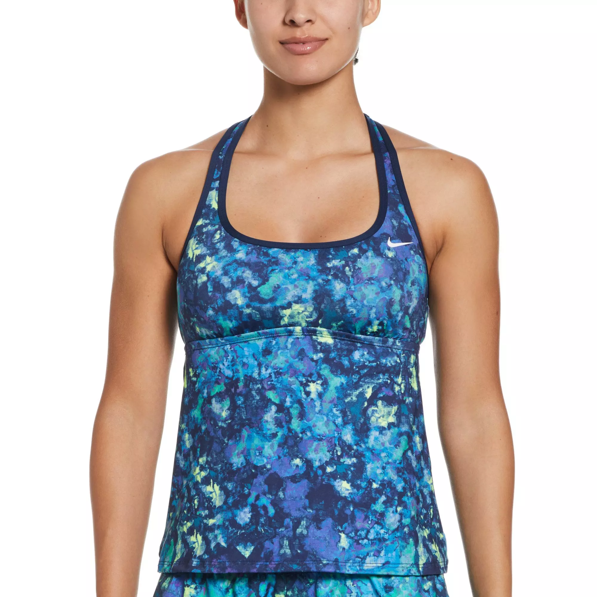 Nike Women's Racerback Tankini Top-Speckled Color - NAVY