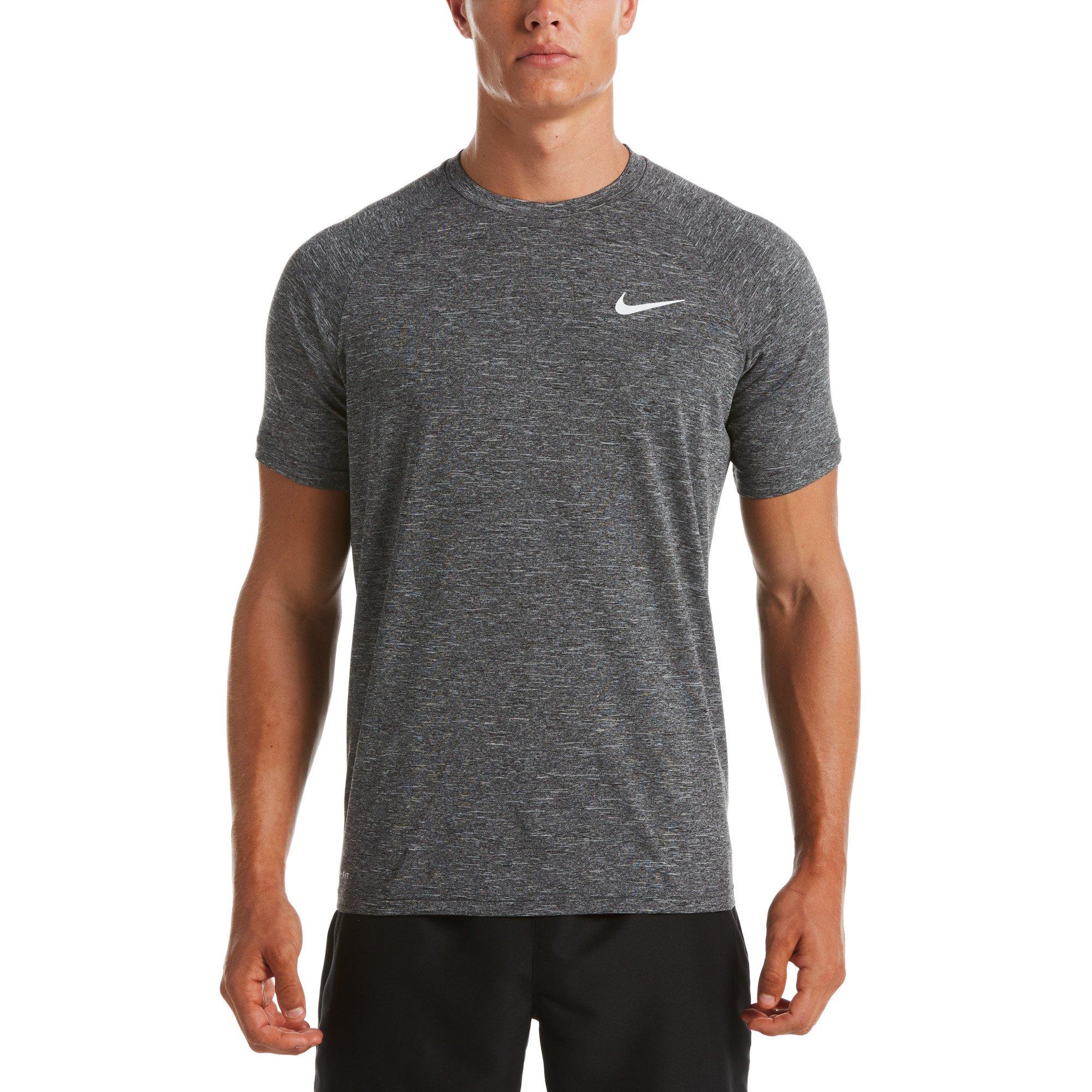 Nike Men's Heather Short Sleeve Hydroguard Swim Shirt -Black - BLACK Thumbnail View 1